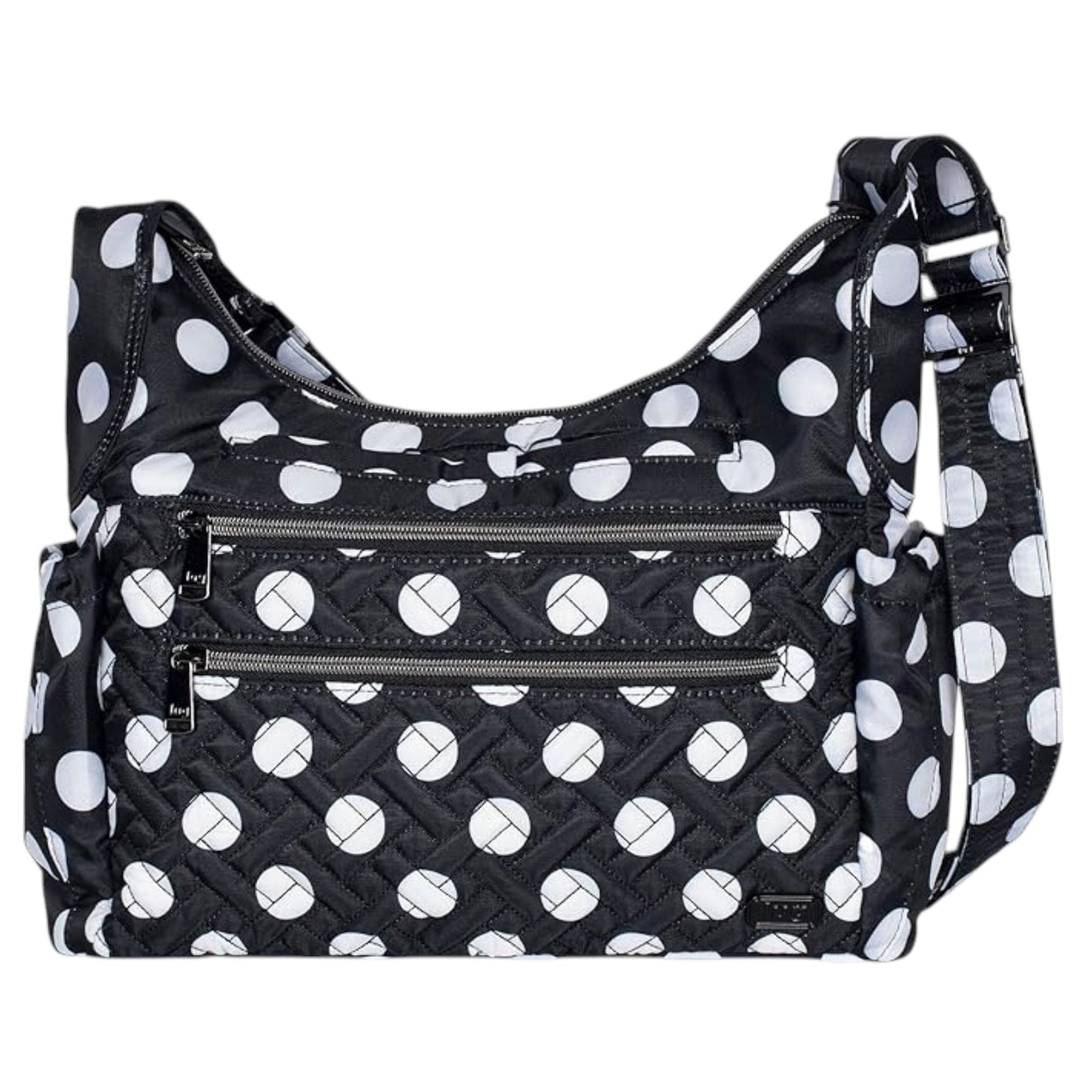 Lug Camper SE Crossbody Bag – Black with White Polka Dots 🖤⚪✨