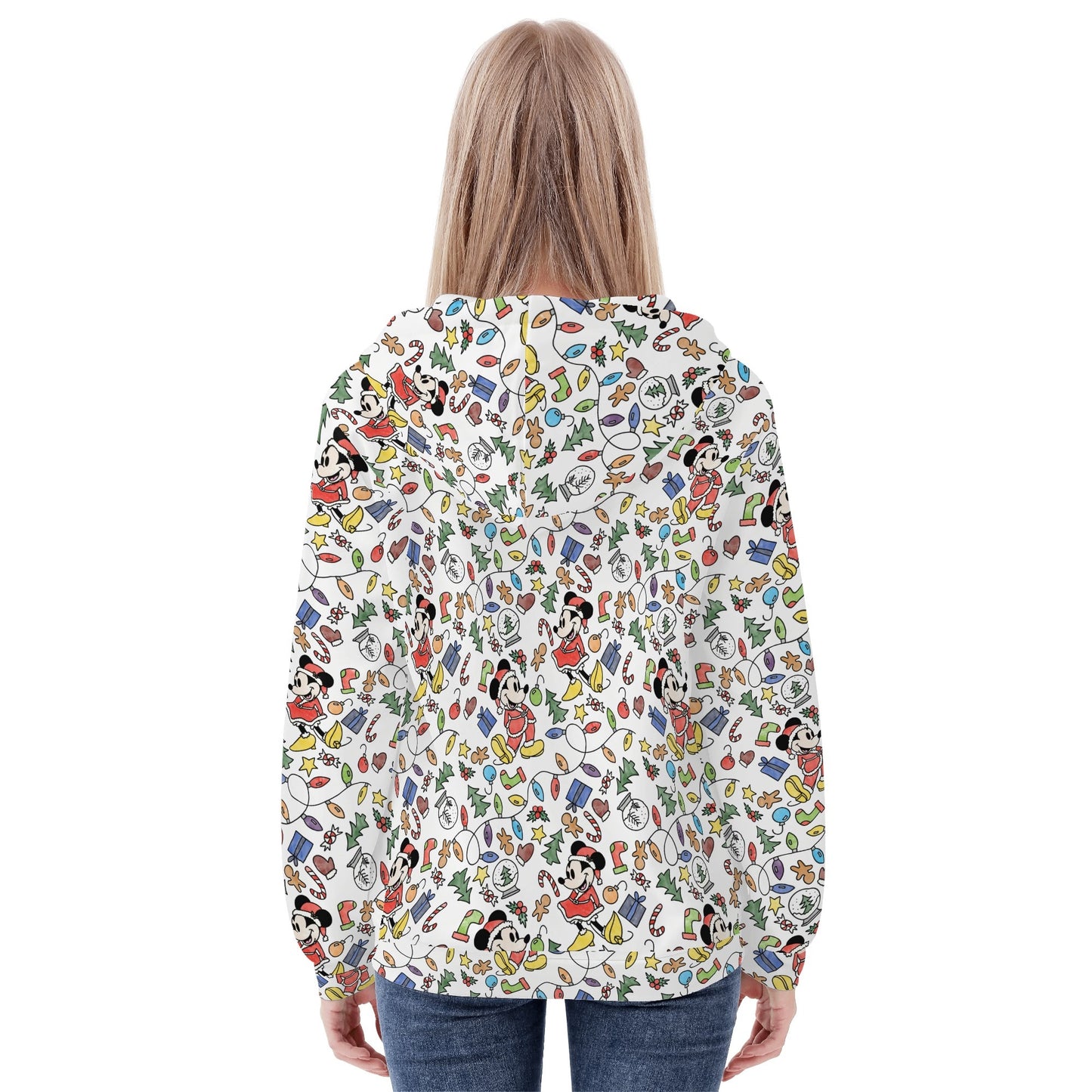 My Magical Christmas Mouse Womens All Over Print Classic Zip Up Hoodie Warm Jacket