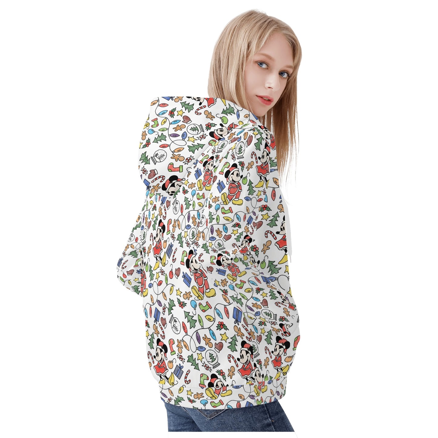 My Magical Christmas Mouse Womens All Over Print Classic Zip Up Hoodie Warm Jacket