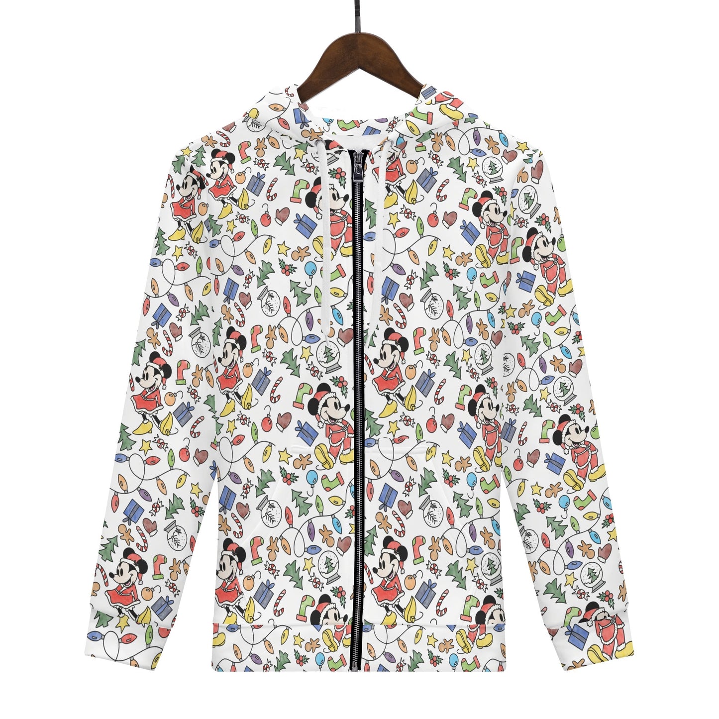 My Magical Christmas Mouse Womens All Over Print Classic Zip Up Hoodie Warm Jacket