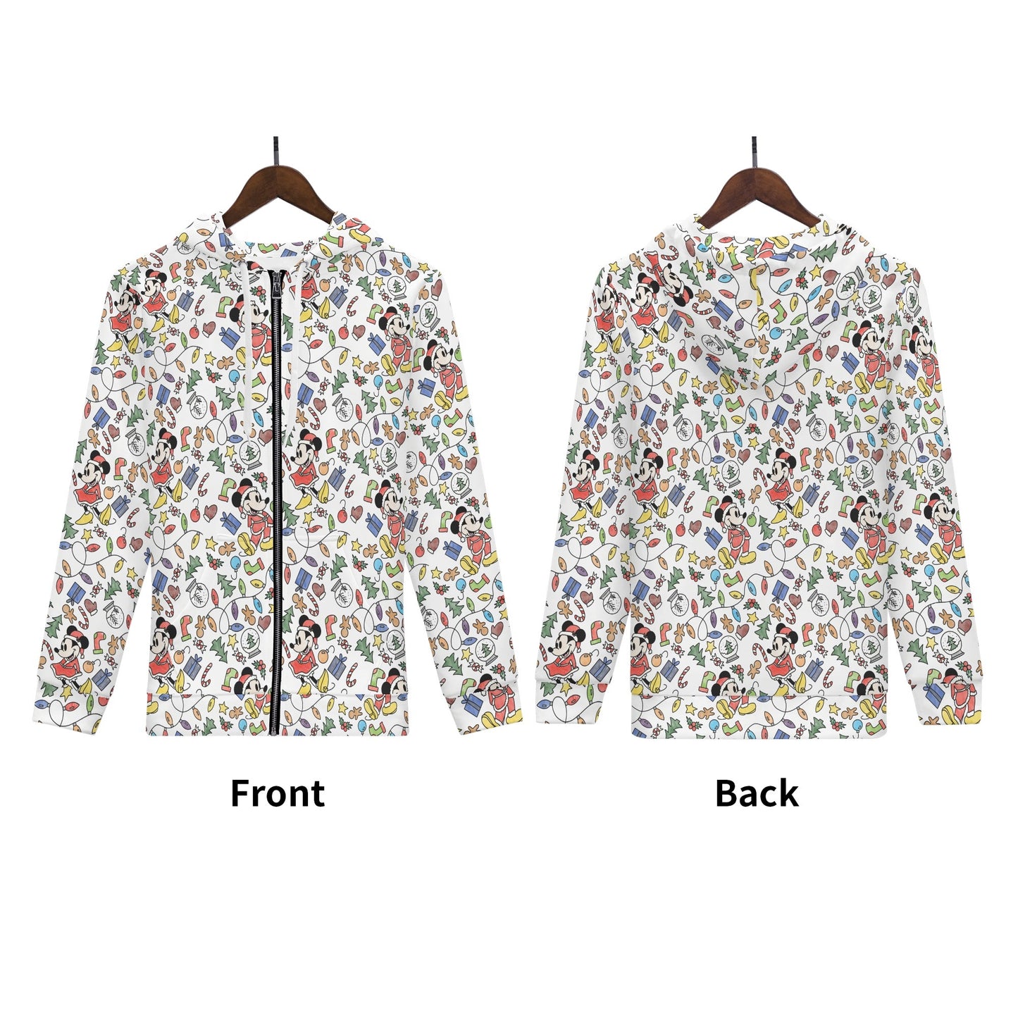 My Magical Christmas Mouse Womens All Over Print Classic Zip Up Hoodie Warm Jacket