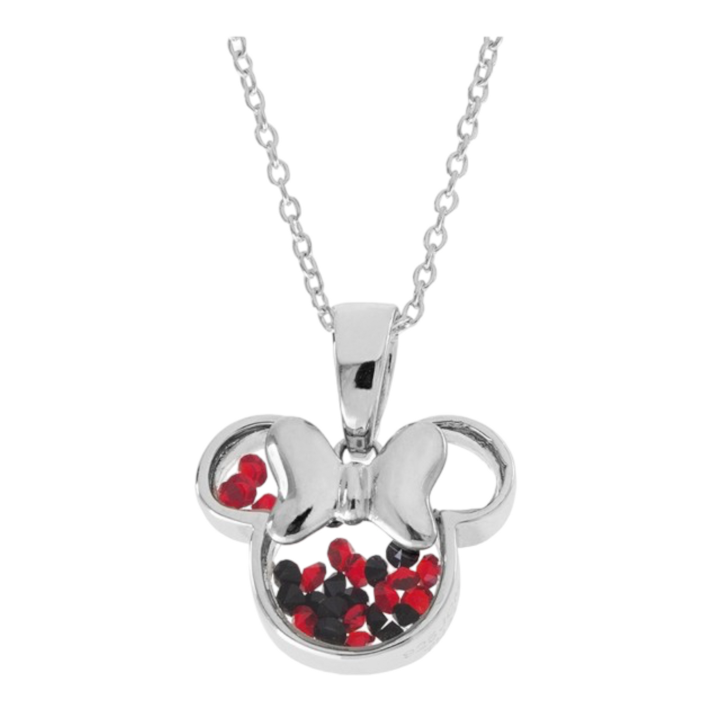 Minnie Mouse Sterling Silver Crystal Head Silhouette Shaker Pendant