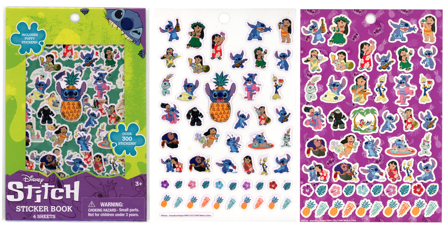 Stitch 4 Sheet Sticker Book with 300 Puffy Stickers