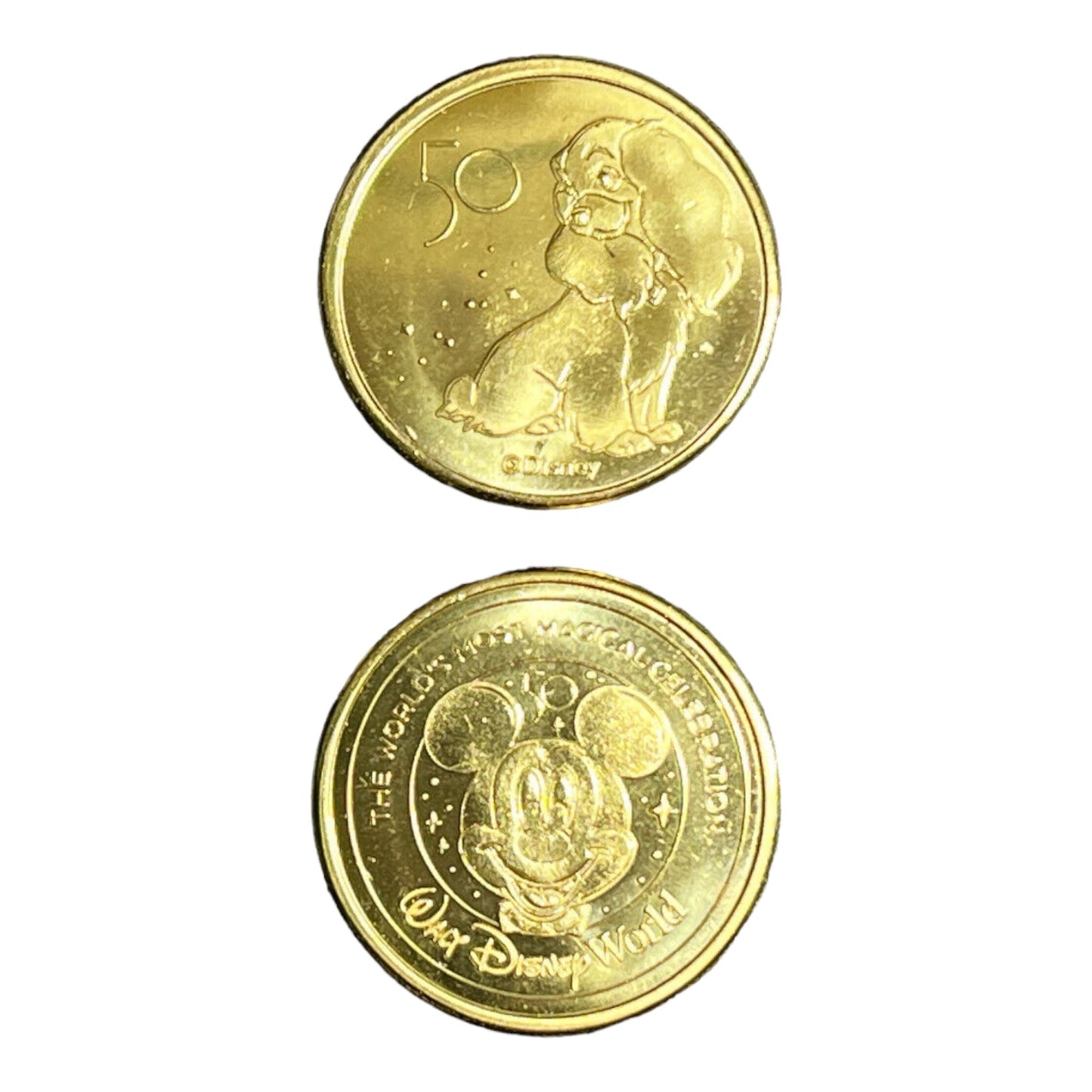 Lady Walt Disney World 50th Gold Medallion - Lady and the Tramp