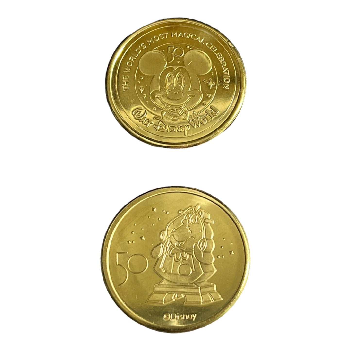 Cogsworth Walt Disney World 50th Gold Medallion