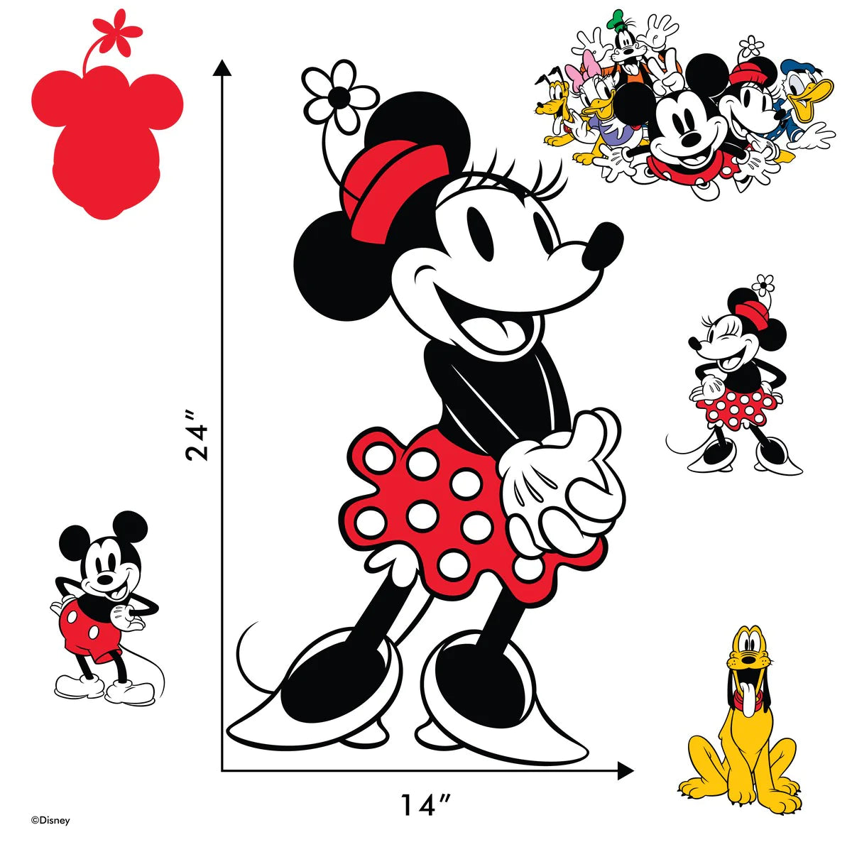 Classic Minnie Mouse Interactive Removable Wall Decal