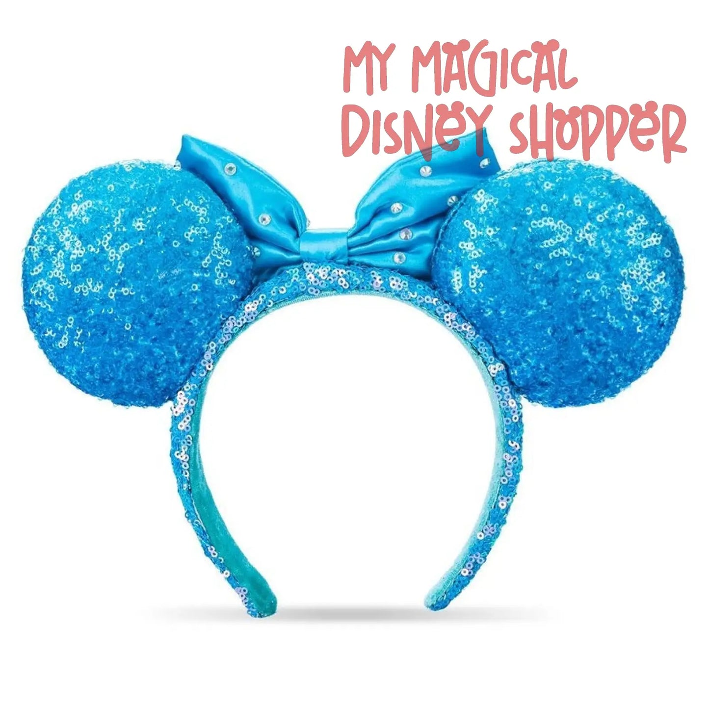 Aqua Sequins Disney Minnie Ears Headband