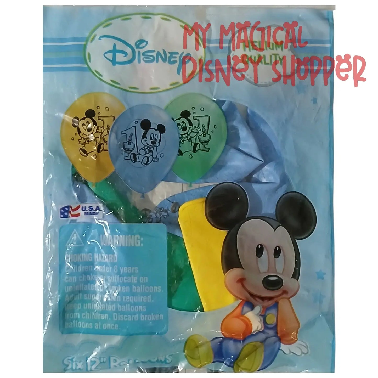Baby Mickey 1st Birthday 12" Helium Quality Balloons Six Pack