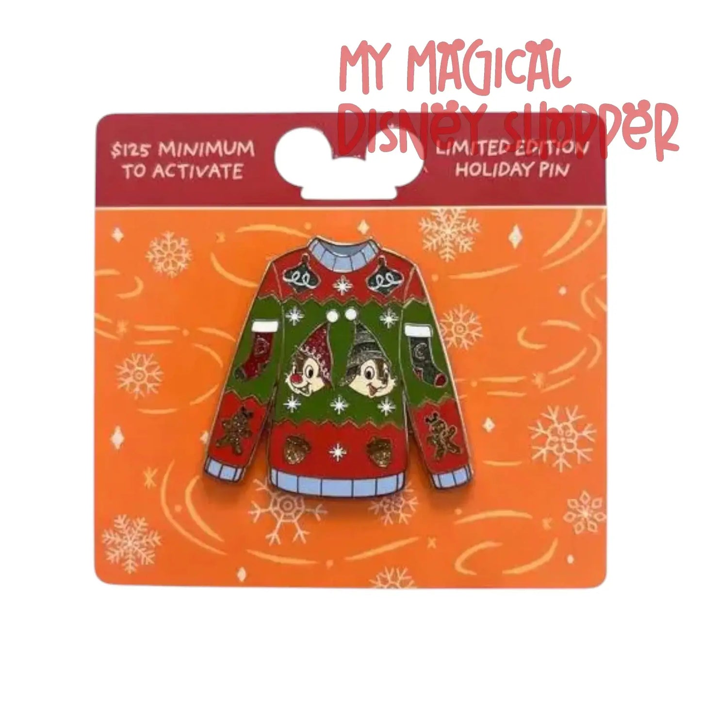 2024 Disney Parks Holiday Christmas Sweater Chip & Dale Limited Edition Pin