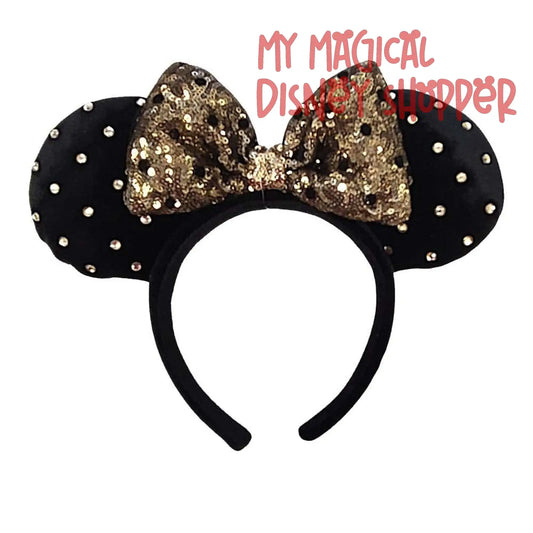 Black And Gold Bling Disney Minnie Ears Headband