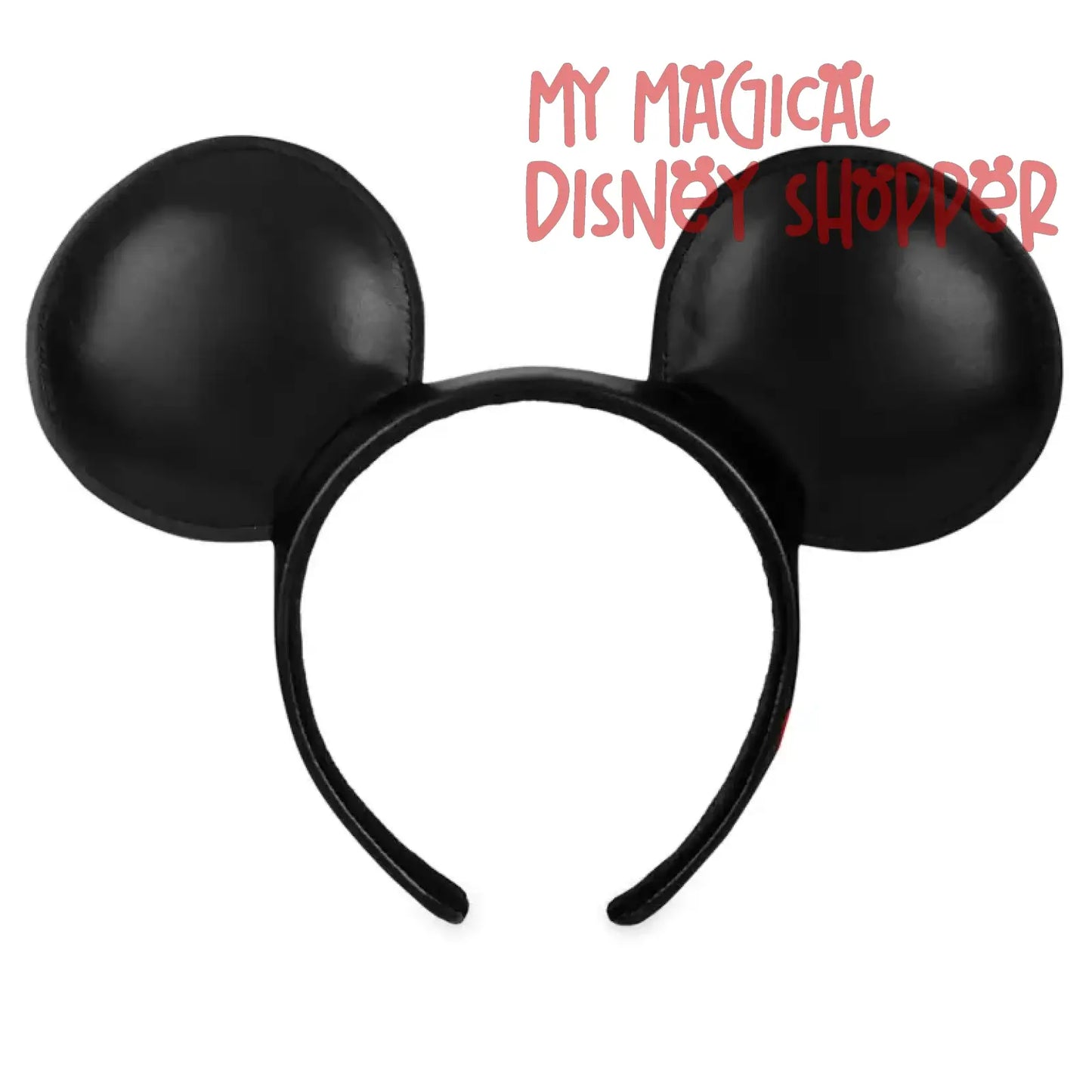 Black Plain Mickey Mouse Simulated Leather Ear Headband