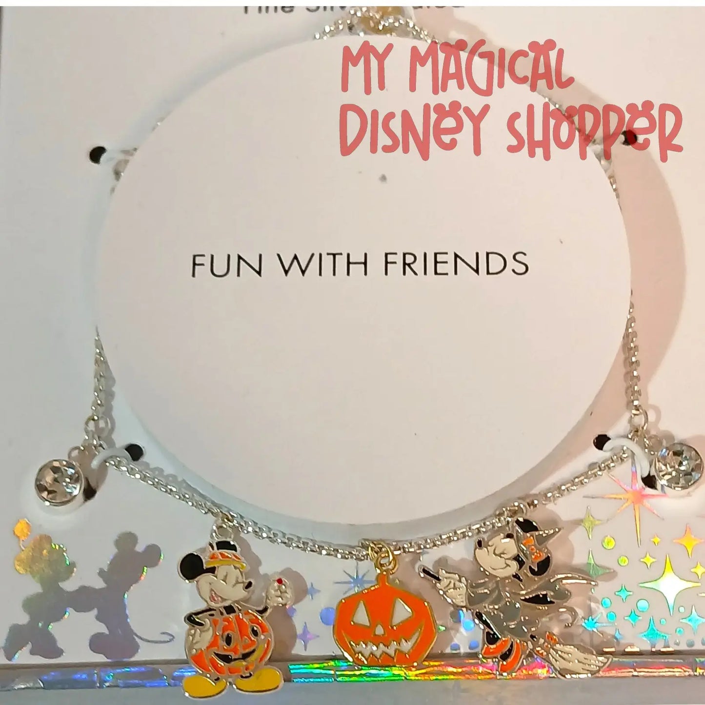 Disney Fun With Friends Bracelet Mickey In Pumpkin & Minnie on Broom Stick