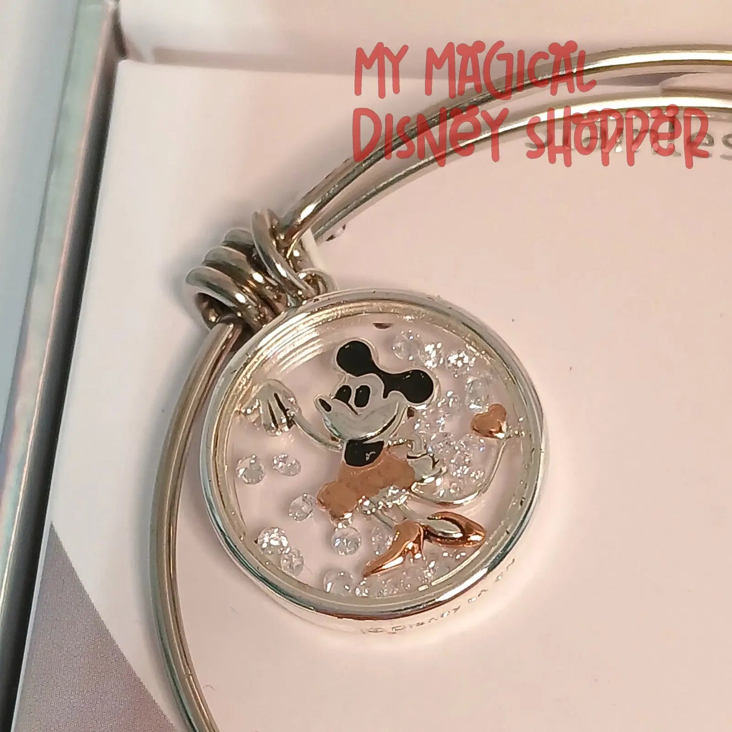 Silver Disney100 Bangle Minnie Mouse Charm Bracelet