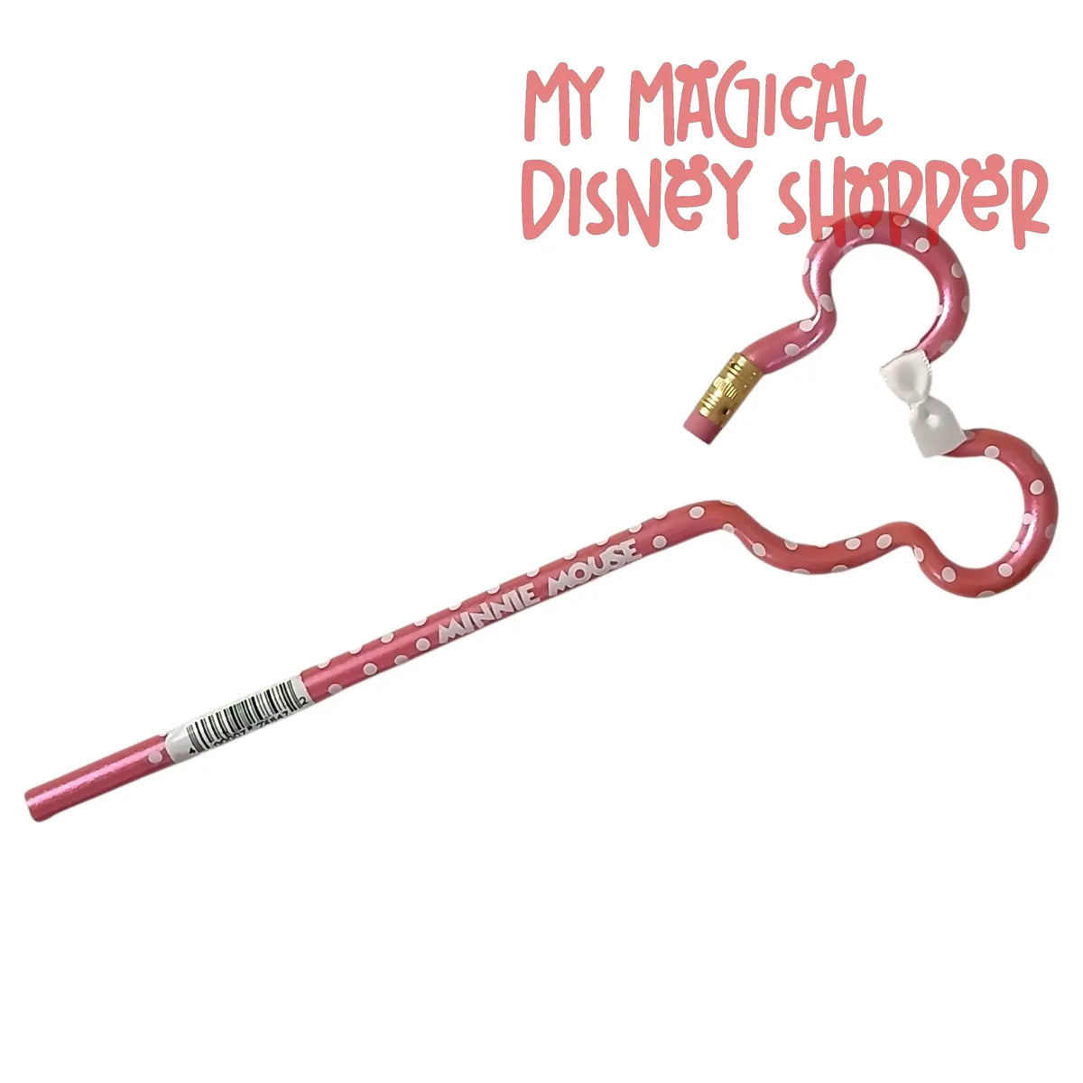 White Bow & Polka Dots Disney Minnie Mouse Head-Shaped Topper Pencil 🎀✏️🐭✨
