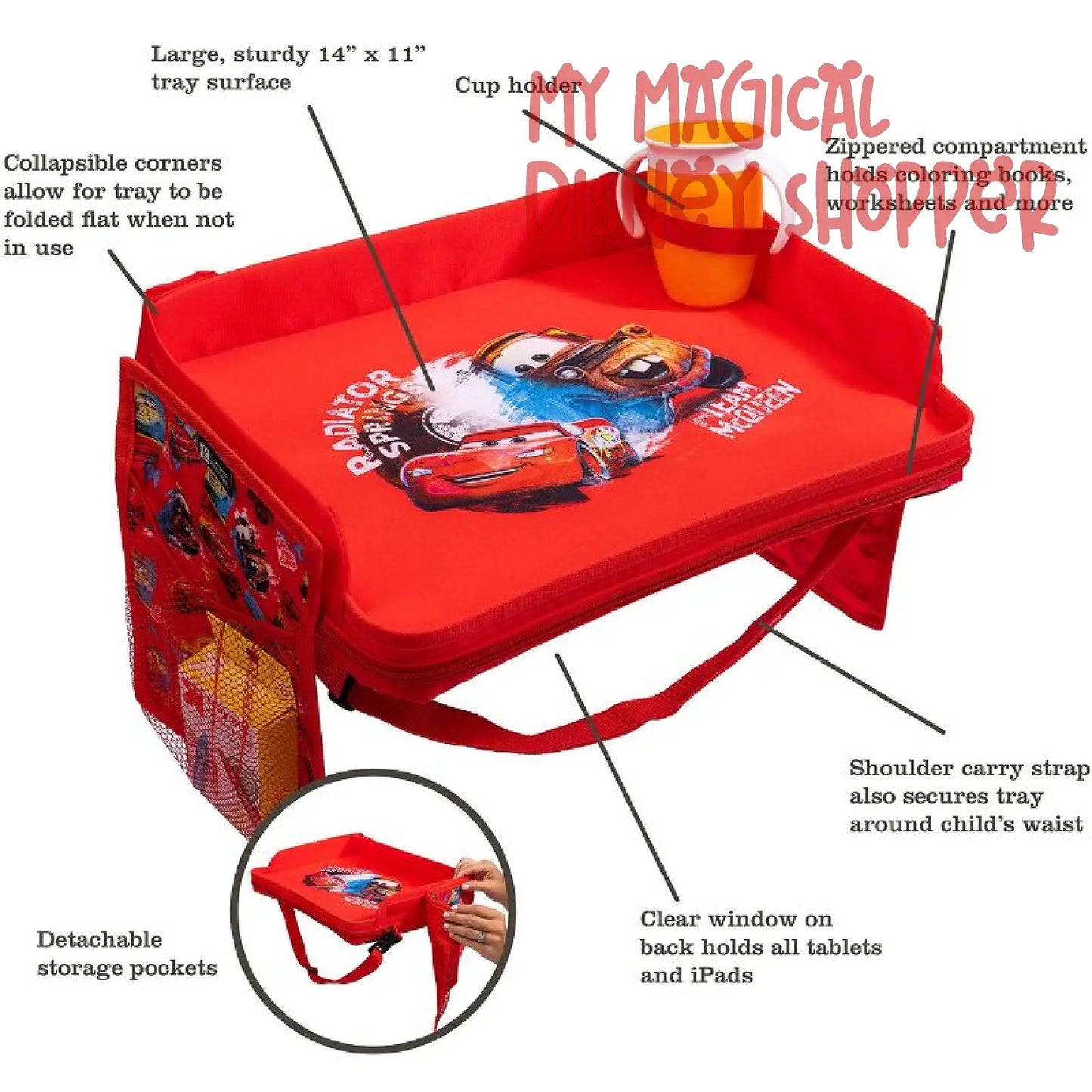 Cars Disney Baby 3-IN-1 Travel Tray and Tablet Holder