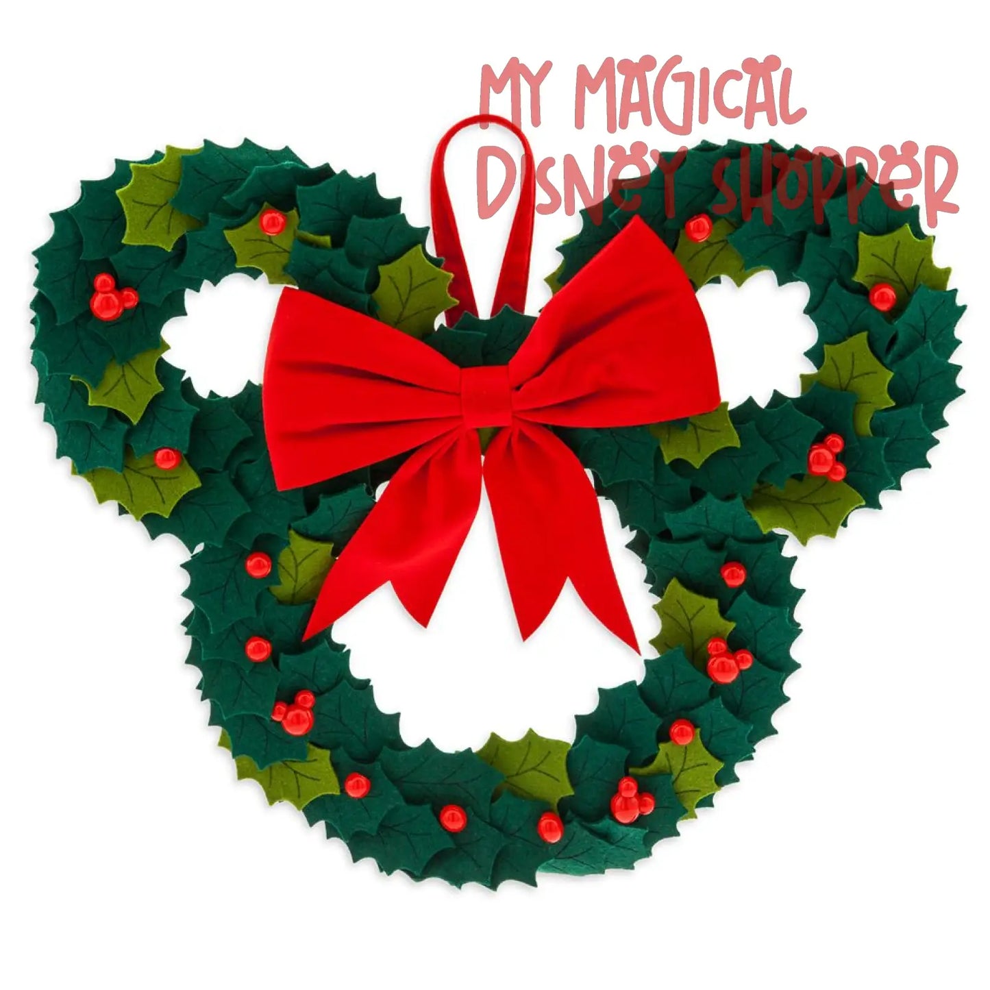 Christmas ''Holly'' Mickey Icon Disney Wreath