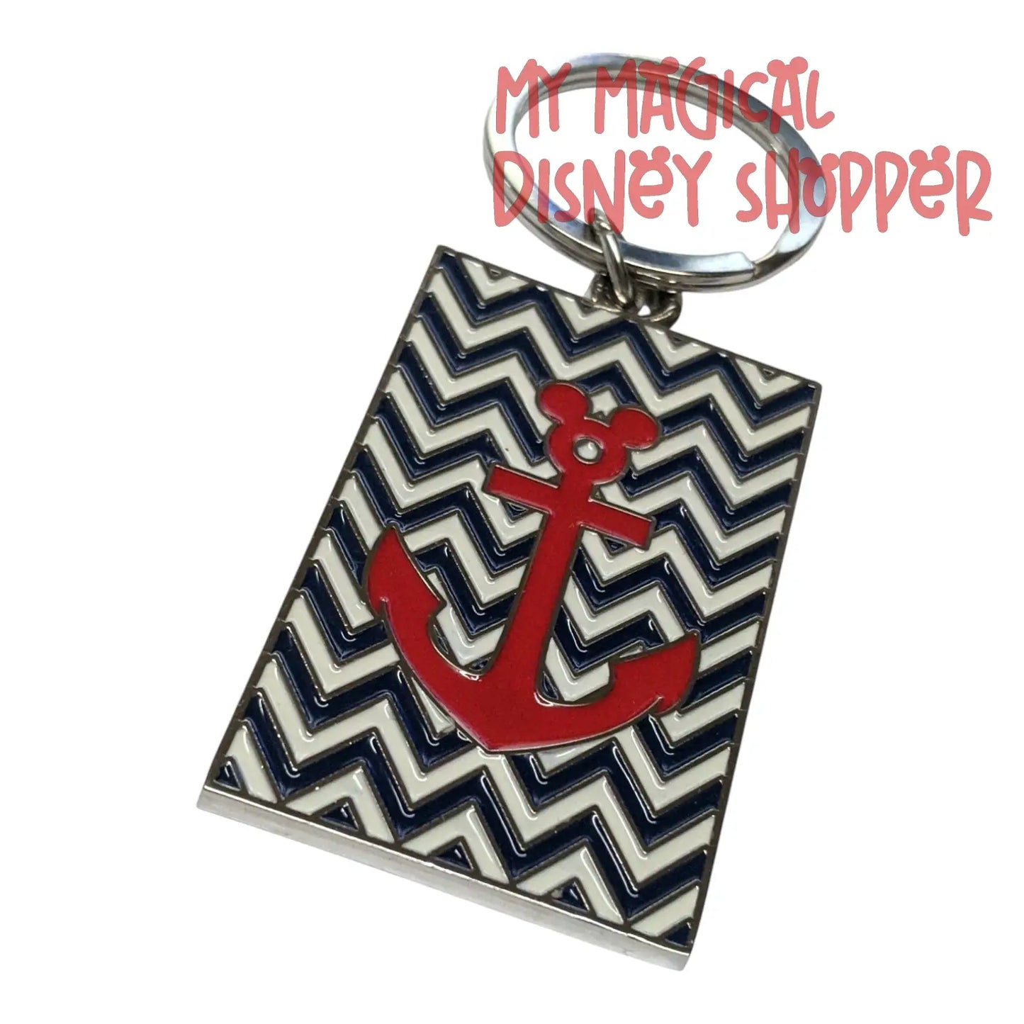 Classic Disney Cruise Line Chrome Keychain with Red Anchor