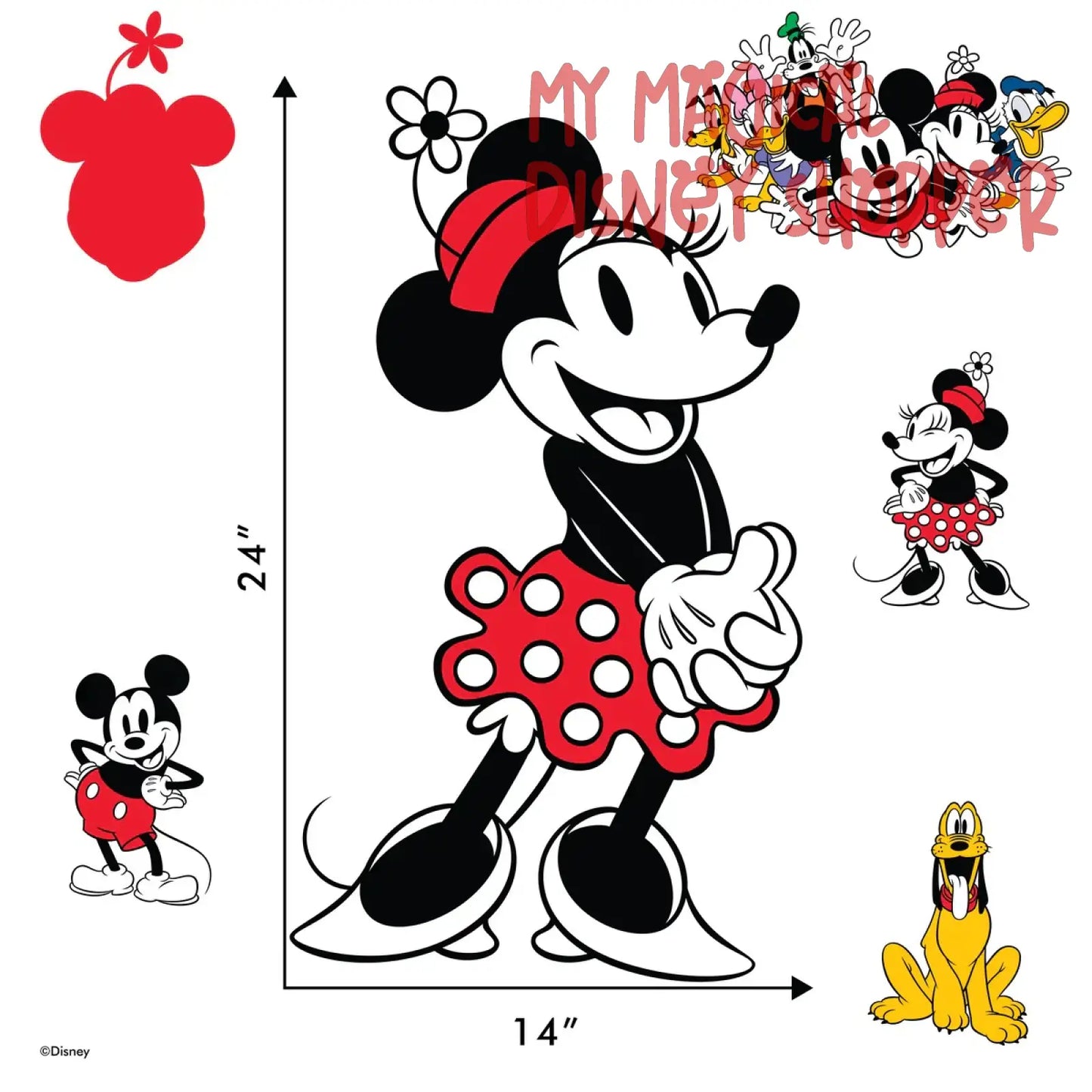 Classic Minnie Mouse Interactive Removable Wall Decal