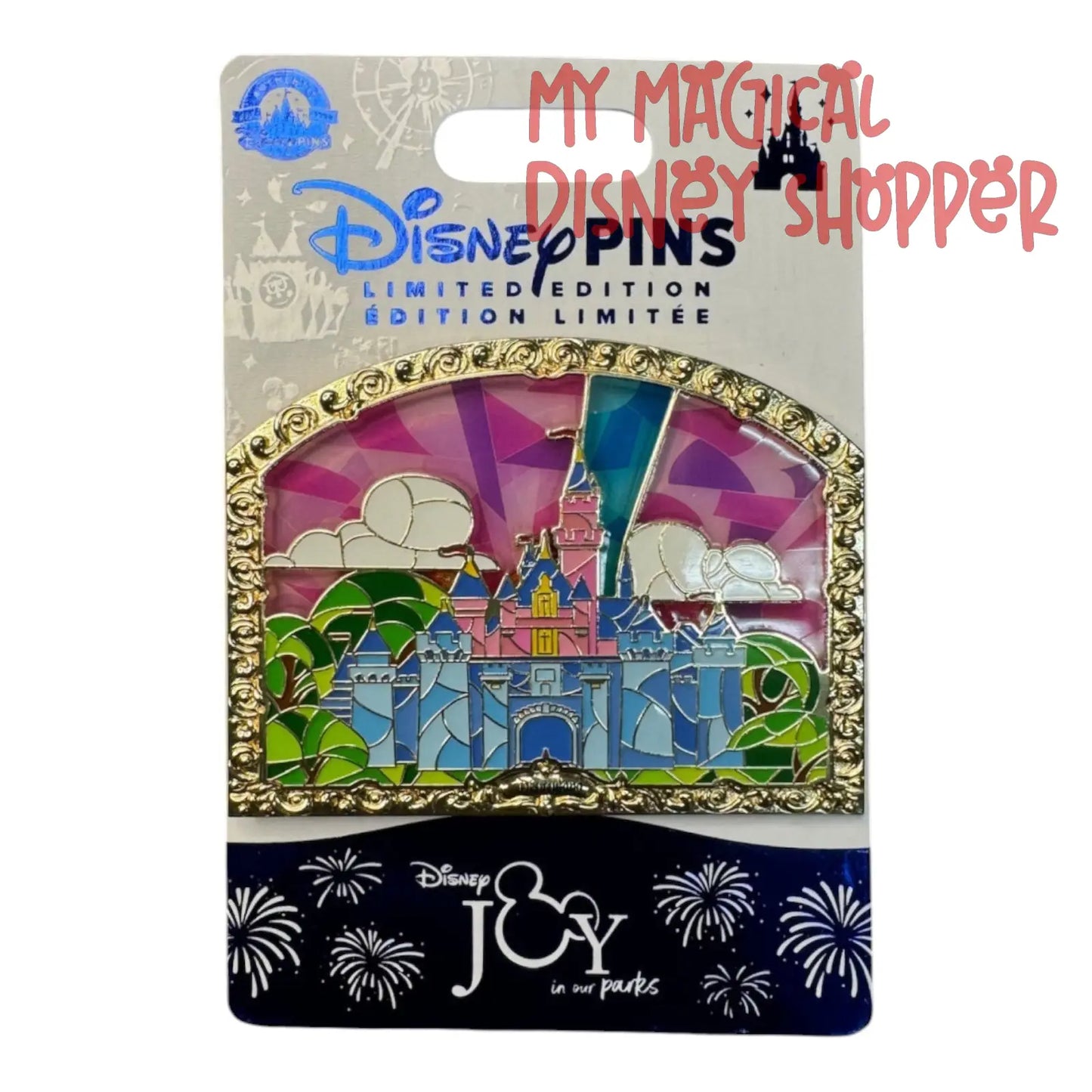 D23 Expo 2024: Joy In Our Parks Stained Glass Sleeping Beauty Castle Pin