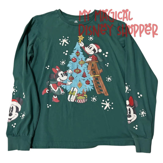 Deep Green Walt Disney World Christmas Tree Long Sleeve Shirt