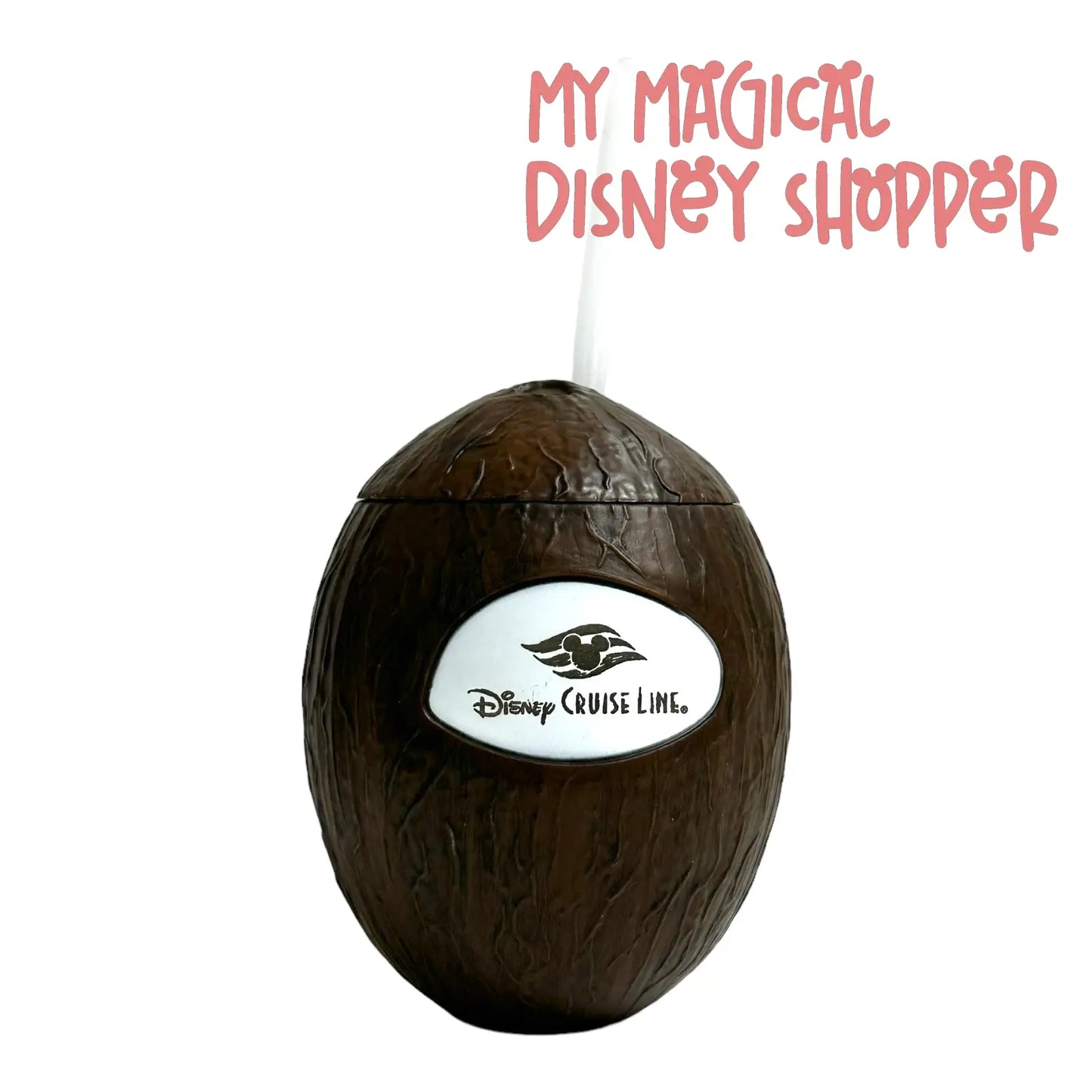 Disney Cruise Line Castaway Cay Coconut Souvenir Cup With Sipping Straw