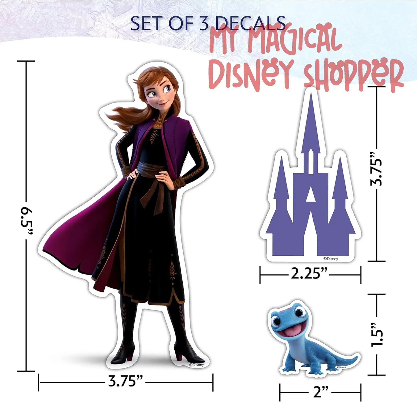 Disney Frozen Waterproof Stickers Decals - Set of 9 Elsa Anna Olaf & Sven