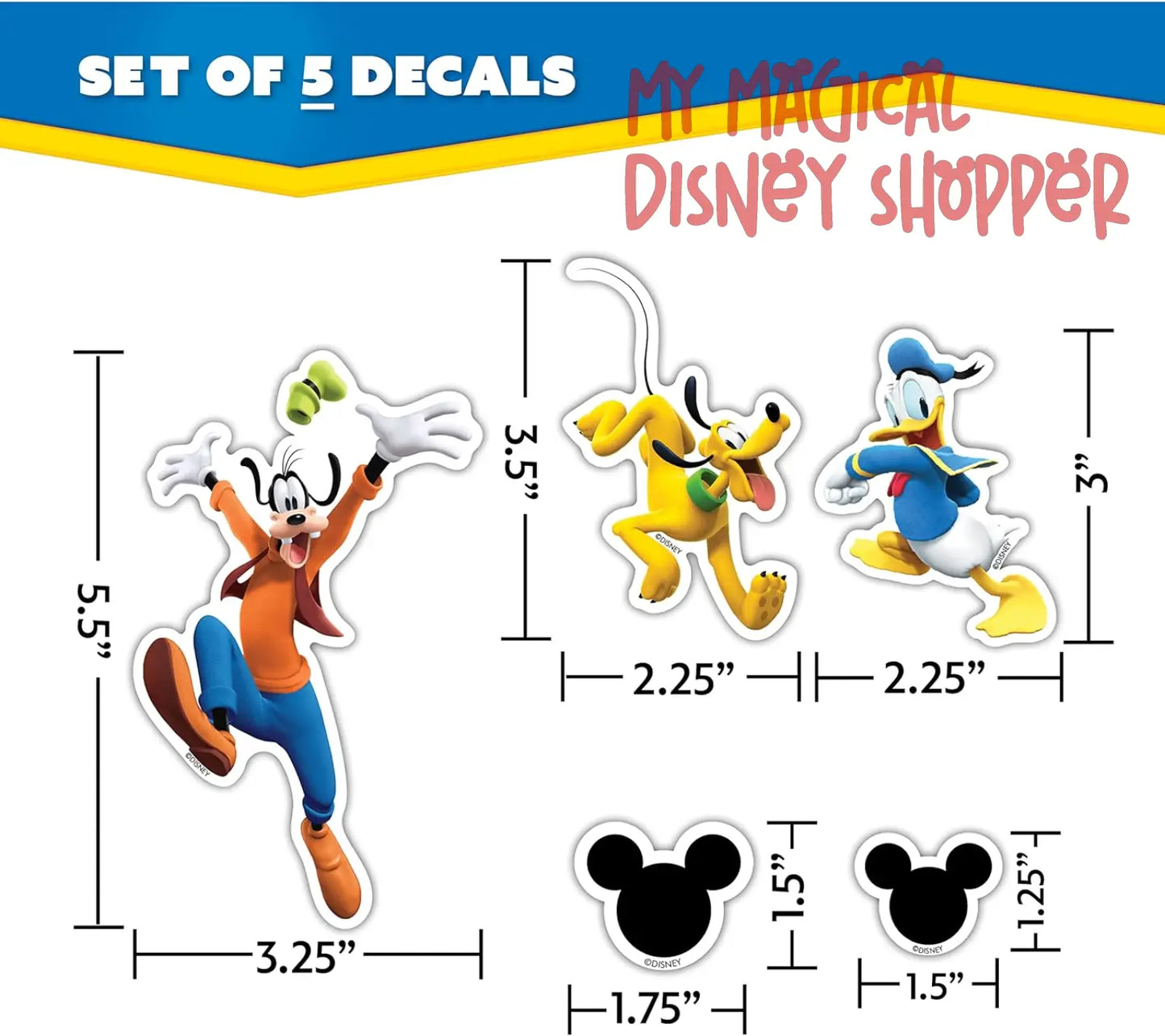 Disney Junior Mickey Mouse Clubhouse Waterproof Decals - Set of 13