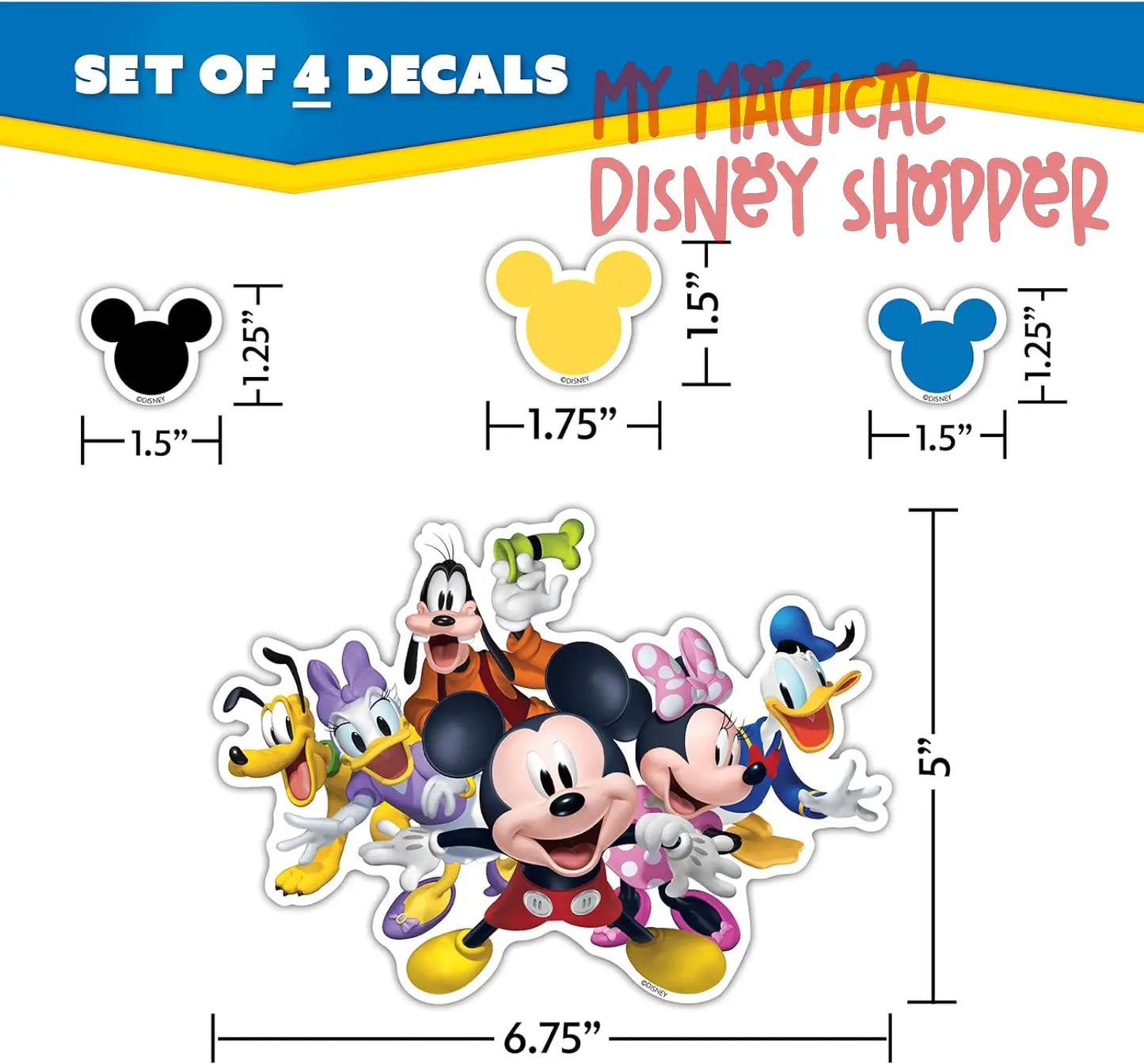 Disney Junior Mickey Mouse Clubhouse Waterproof Decals - Set of 13