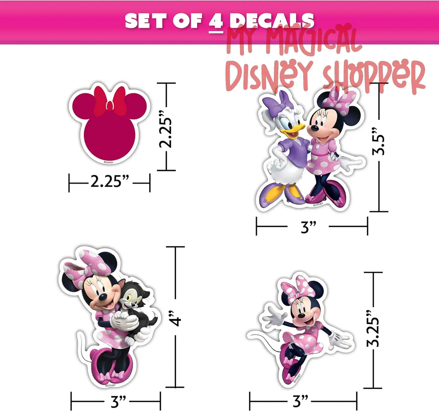Disney Junior Minnie Mouse Waterproof Decals - Set of 12