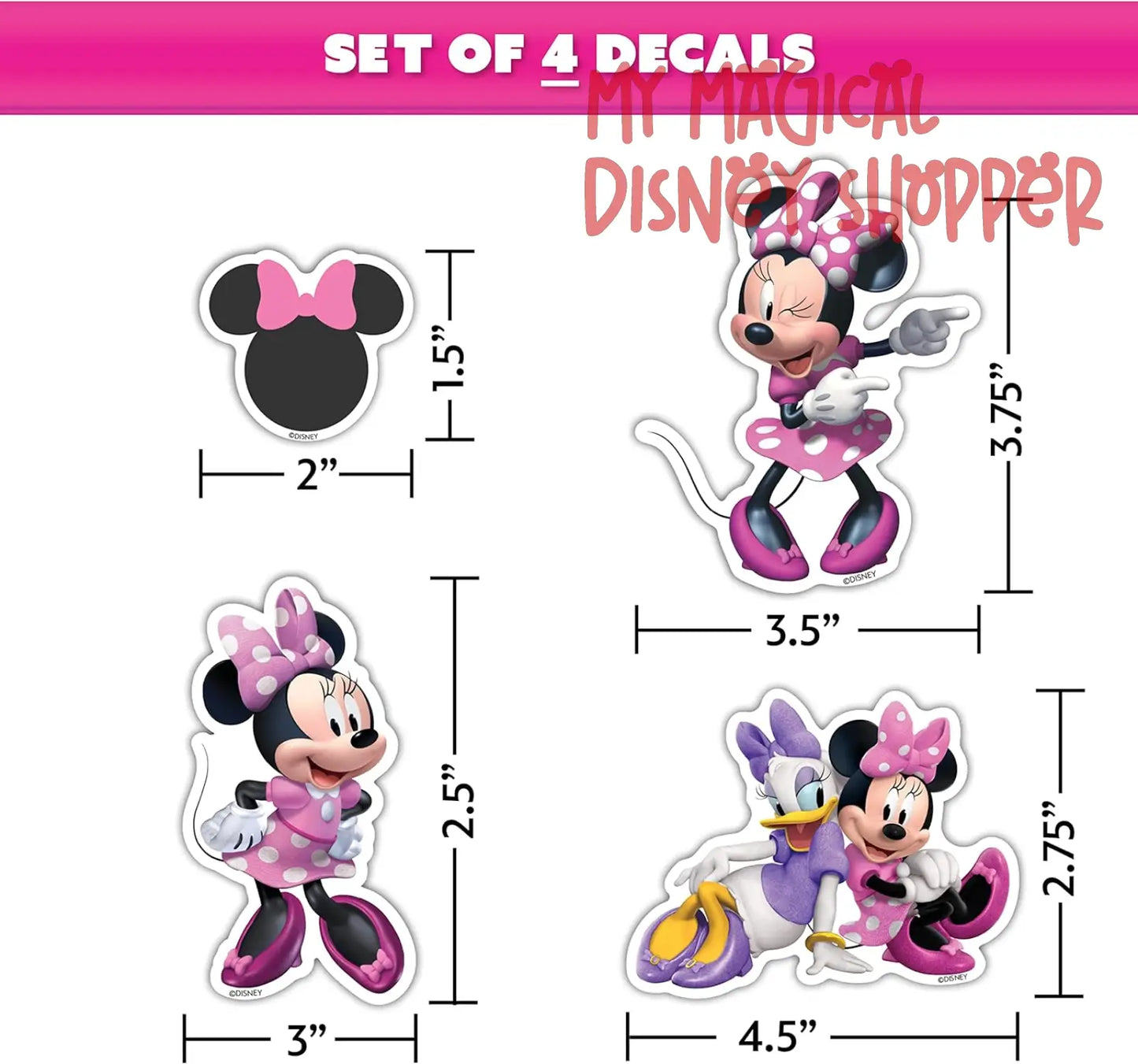 Disney Junior Minnie Mouse Waterproof Decals - Set of 12