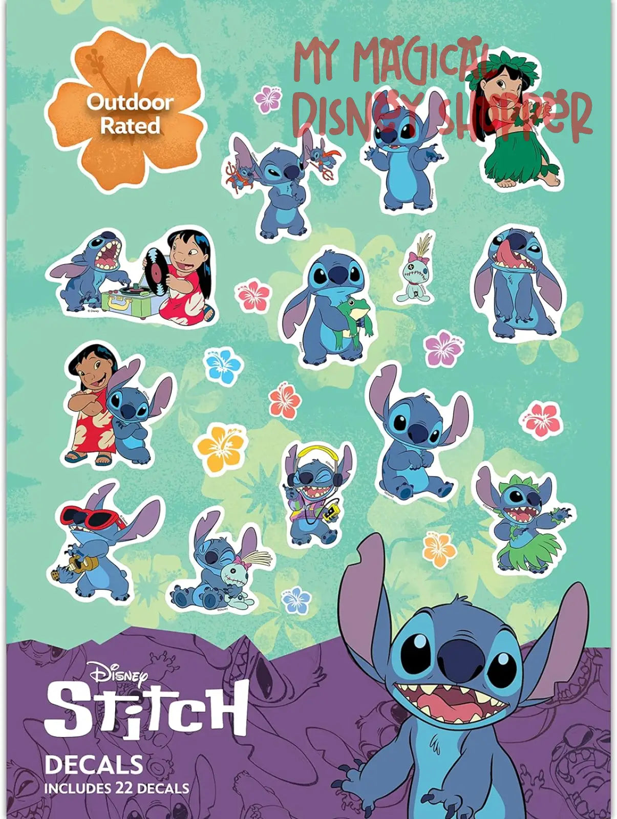 Disney Lilo and Stitch Waterproof Decals - Set of 22 Lilo and Stitch Stickers