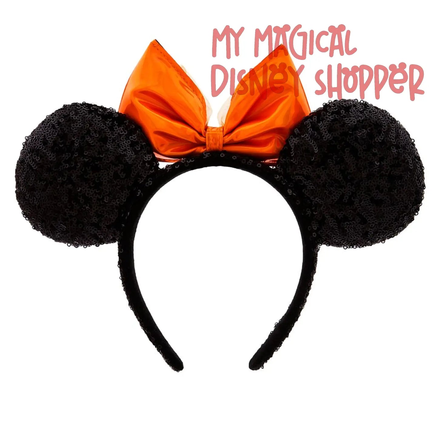 Metallic Halloween Orange Bow Disney Parks Minnie Ears Headband - 2023