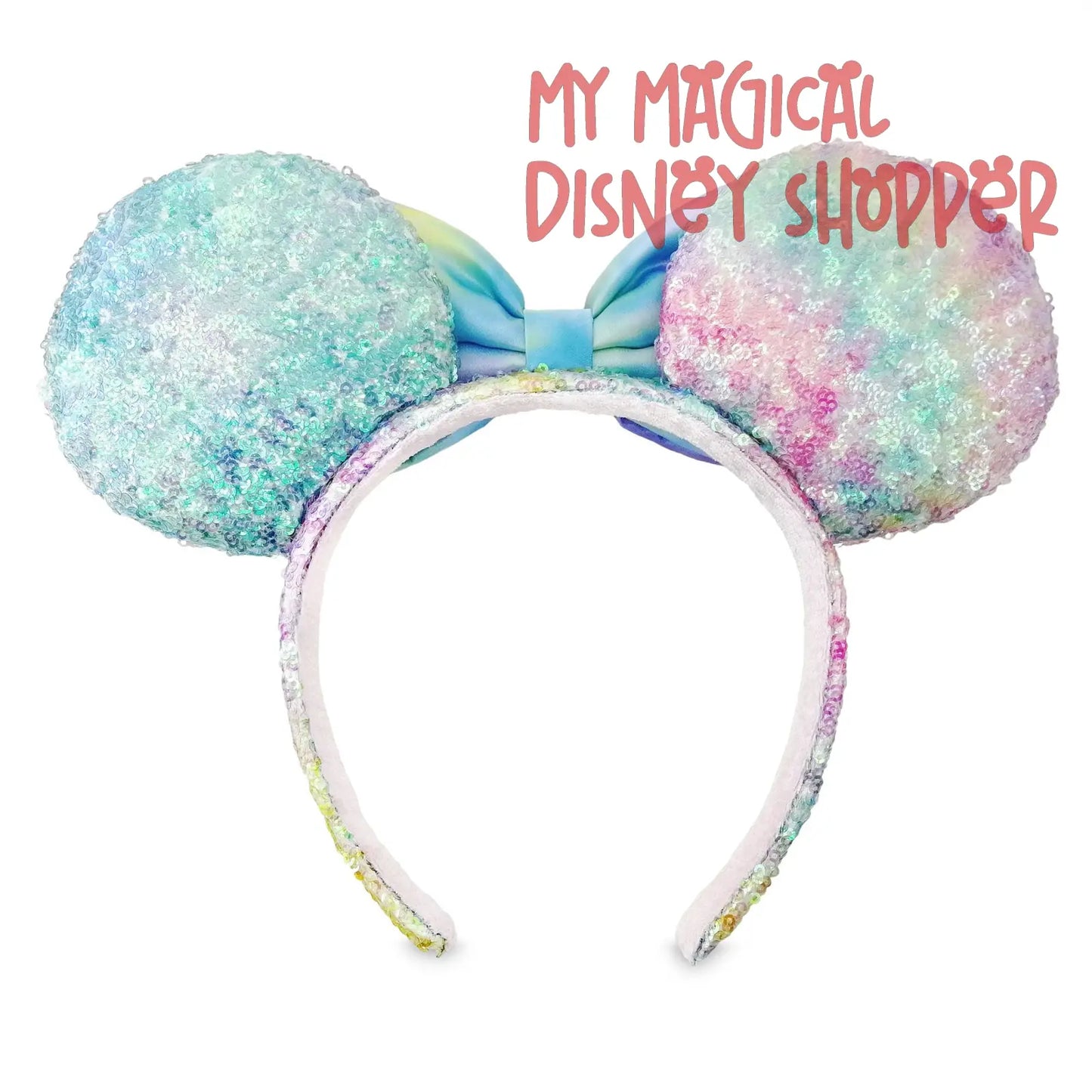 Disney Parks Pastel Rainbow Sequin Minnie Ears