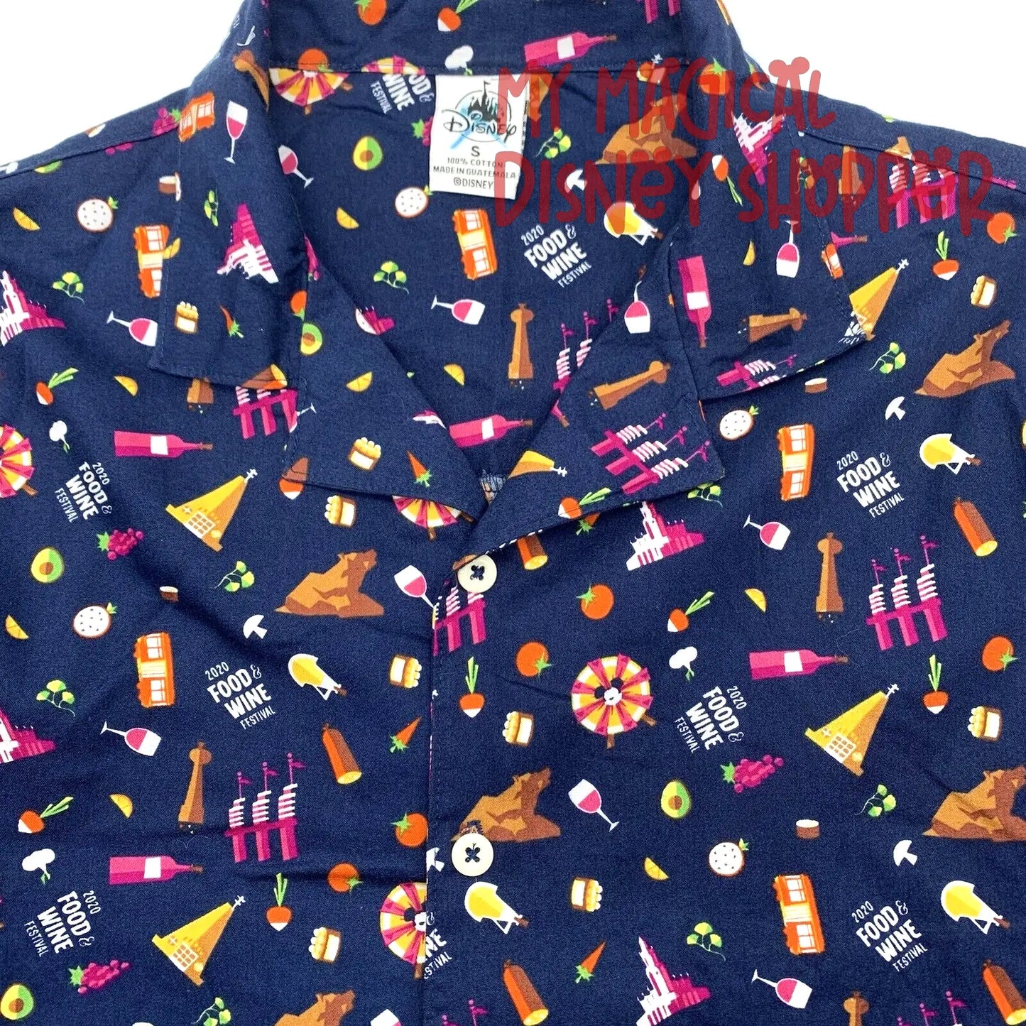 Disney Parks Shirt Mens 2020 Food and Wine Festival Button up Short Sleeve - Adult Men Medium