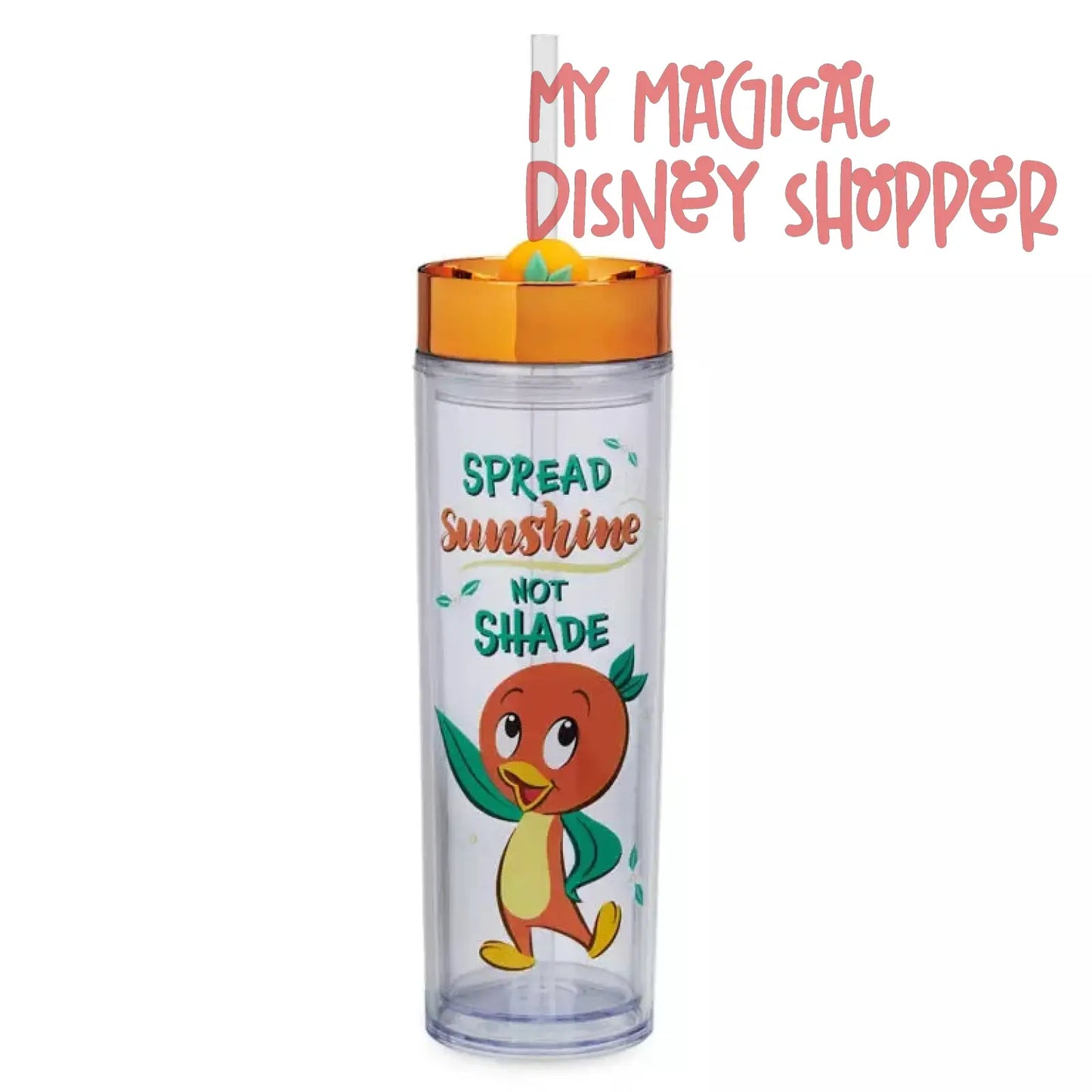 Disney Tumbler With Straw - Orange Bird - Walt Disney World 50th Anniversary