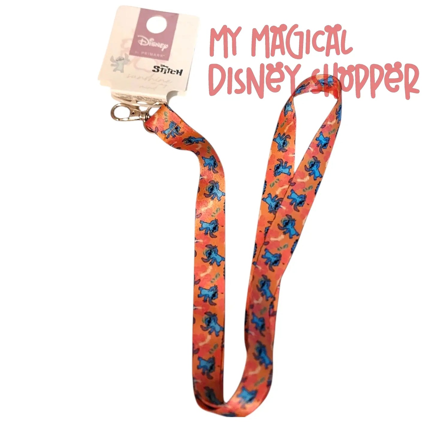 Disney x Primark Stitch Lanyard Orange Tropical Flowers Pin Trading