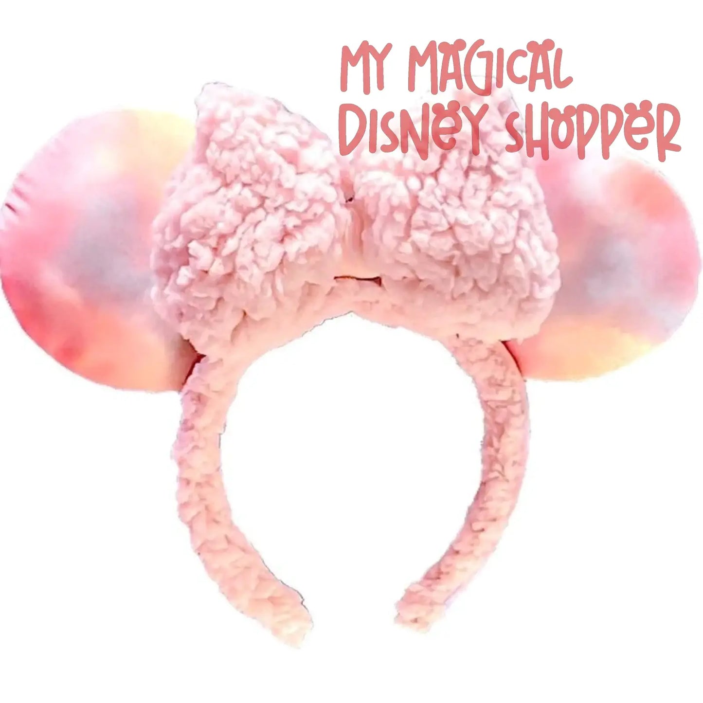 Fuzzy Sherpa Pink Tie Dye Minnie Mouse Ears Headband