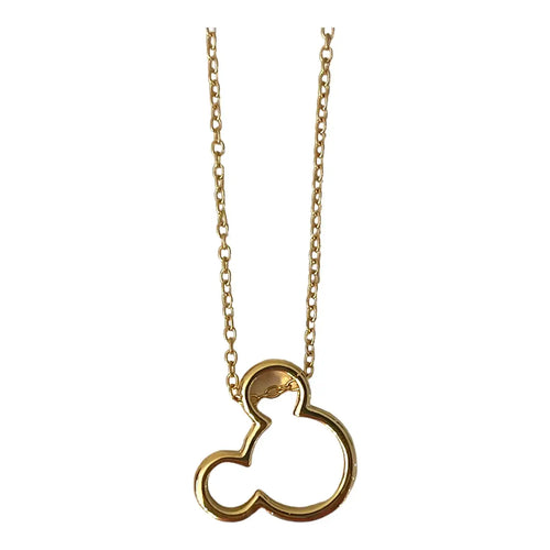 Gold-colored Mickey Mouse outline pendant necklace.