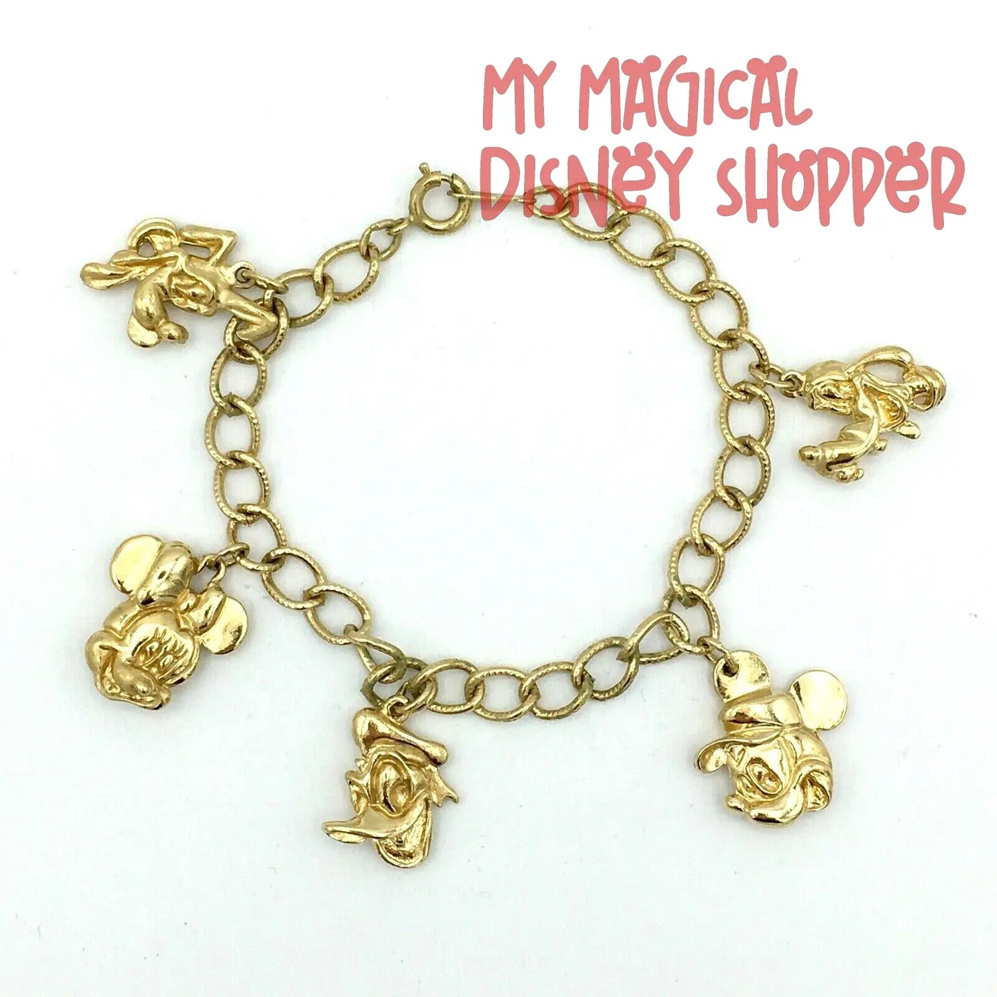 Gold Vintage Fab Five Disney Charm Bracelet - Vintage