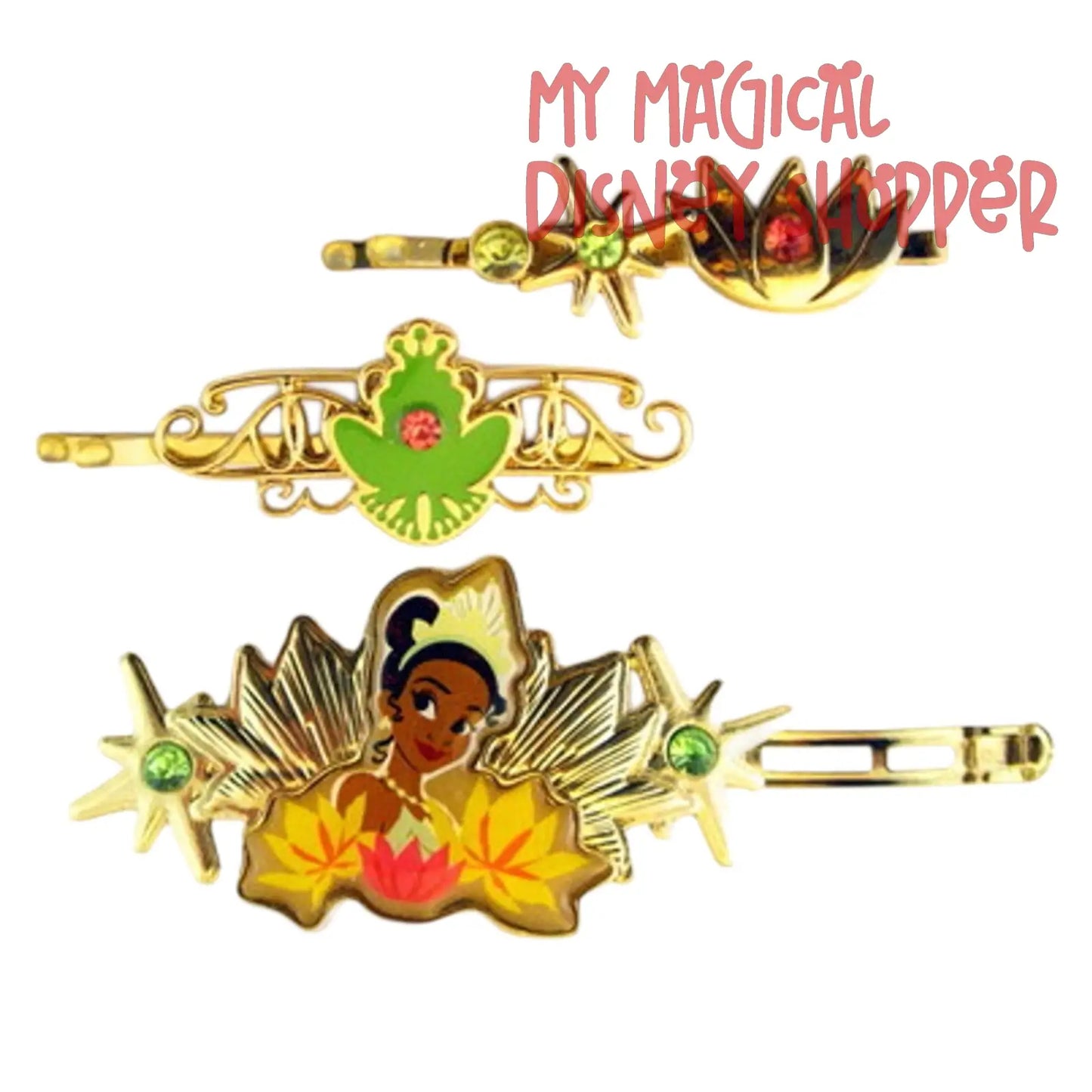 Goody Princess Tiana Barrette & Bobby Slides 3 Pack