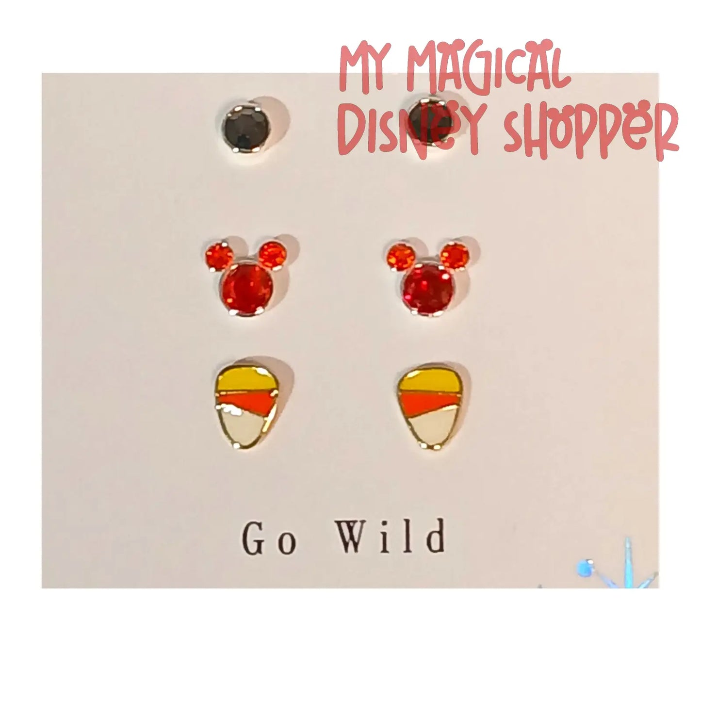 Disney Go Wild 3 pc Mickey Mouse stud earrings set- Halloween