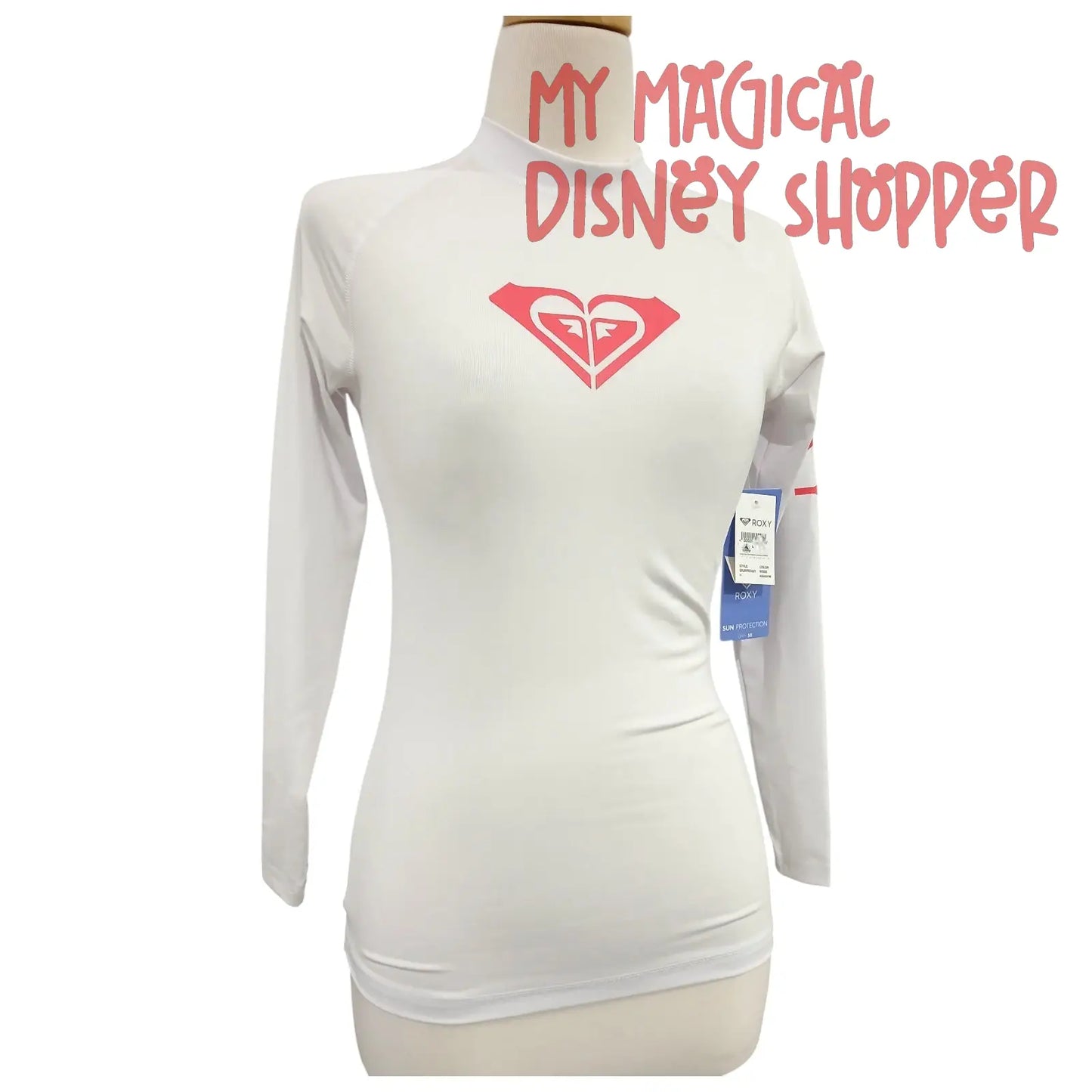 Disney Parks x Roxy “Whole Hearted” Long Sleeve Rash Guard Shirt – Women’s Size Medium
