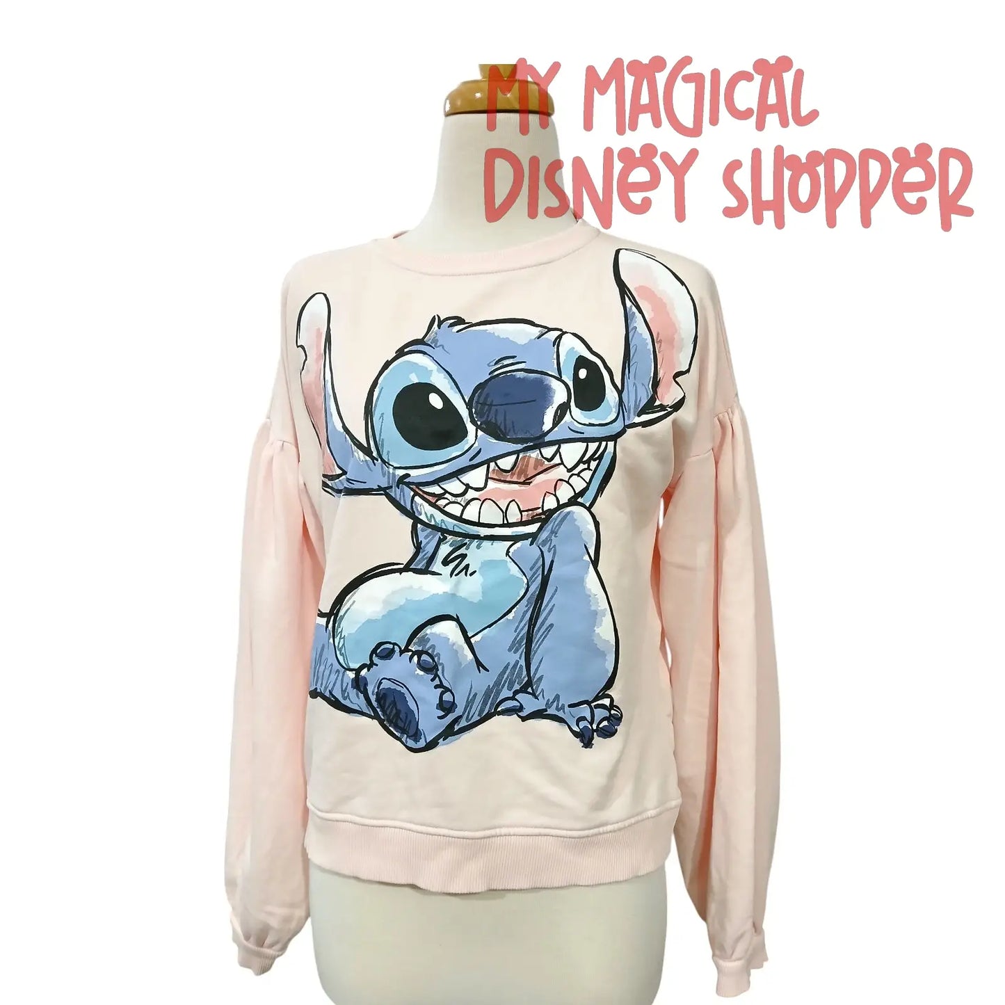 Primark Stitch Pink Sweatshirt – Girl’s Size Large - Size 14 💗👽✨