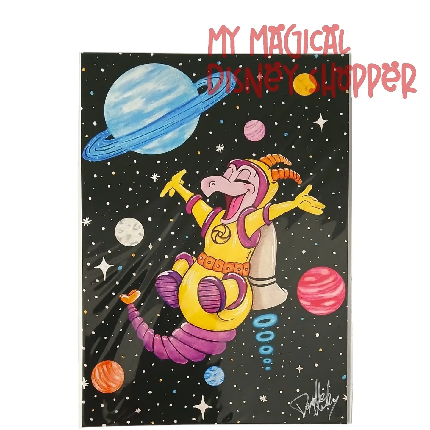 Figment in Space Art Print by The Dapper Danielle – 5” x 7” Disney Inspired Artwork