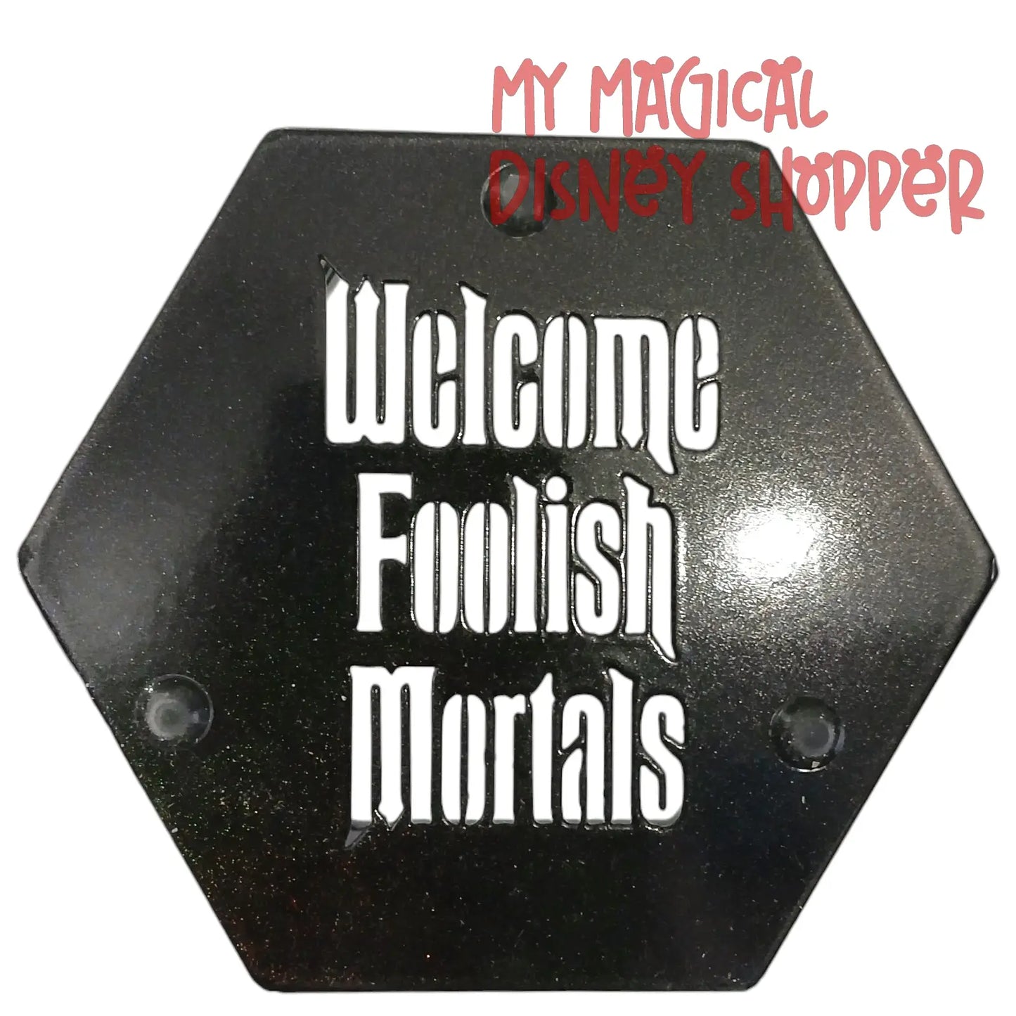 Haunted Mansion Wallpaper “Welcome Foolish Mortals” Decorative Candle Holder 🕯️👻🖤