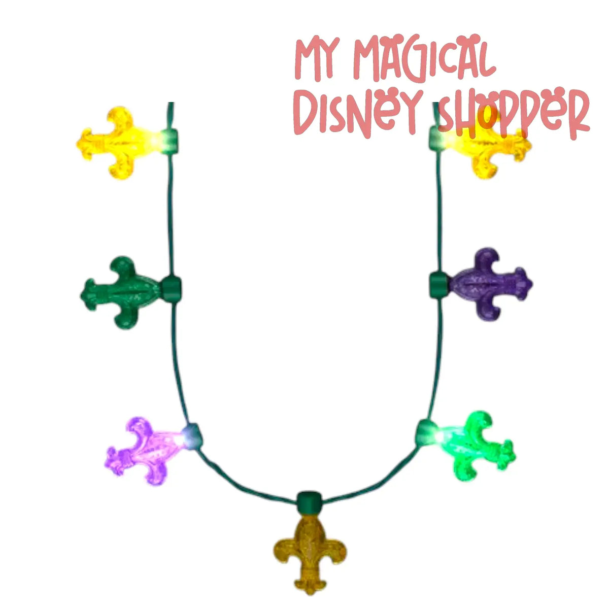 Mardi Gras Fleur de Lis Big Bulb Flashing Lights Necklace ⚜️💜💚💛✨