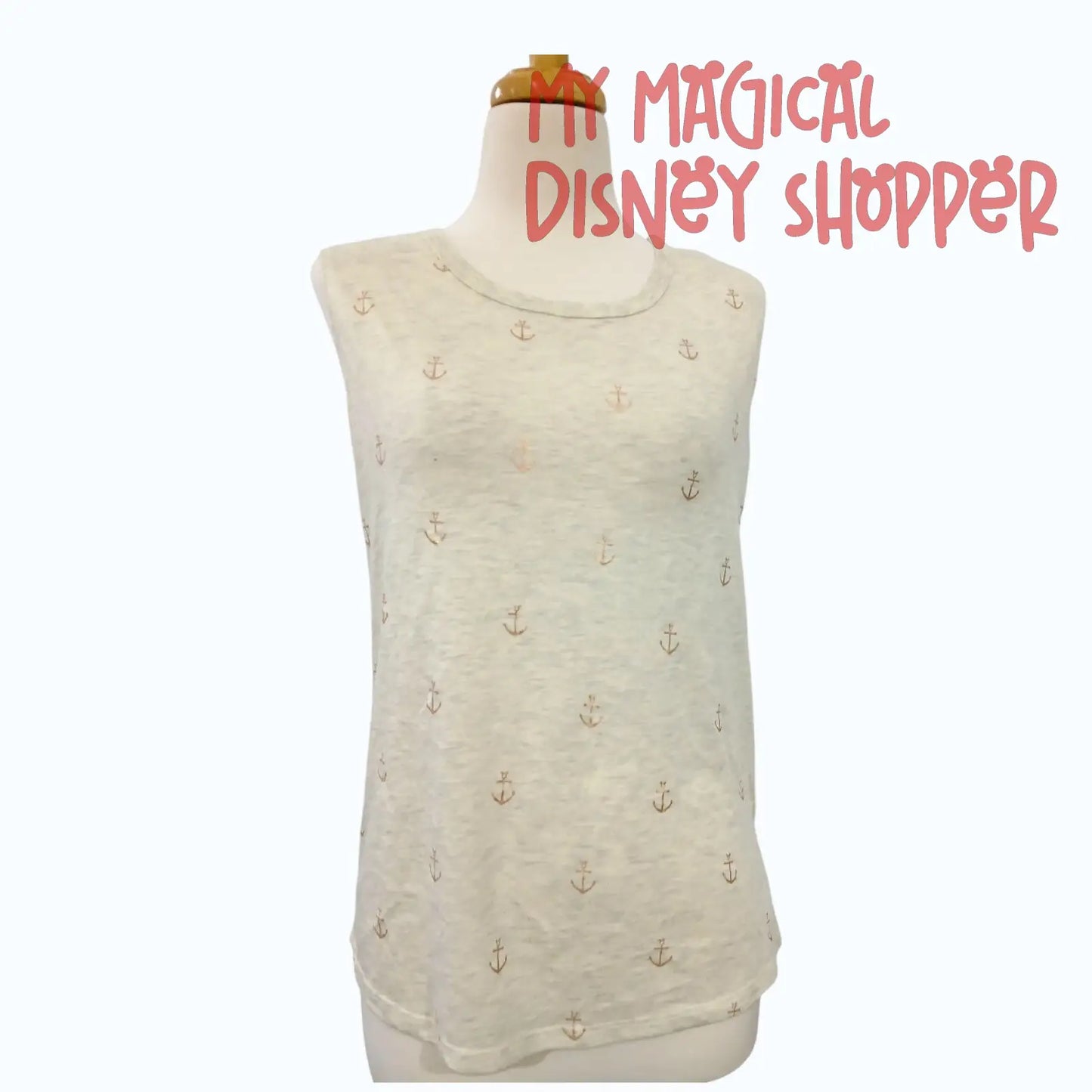 Disney Cruise Line Mickey Anchor Cream Tank Top – Adult Size Small ⚓🐭🚢✨