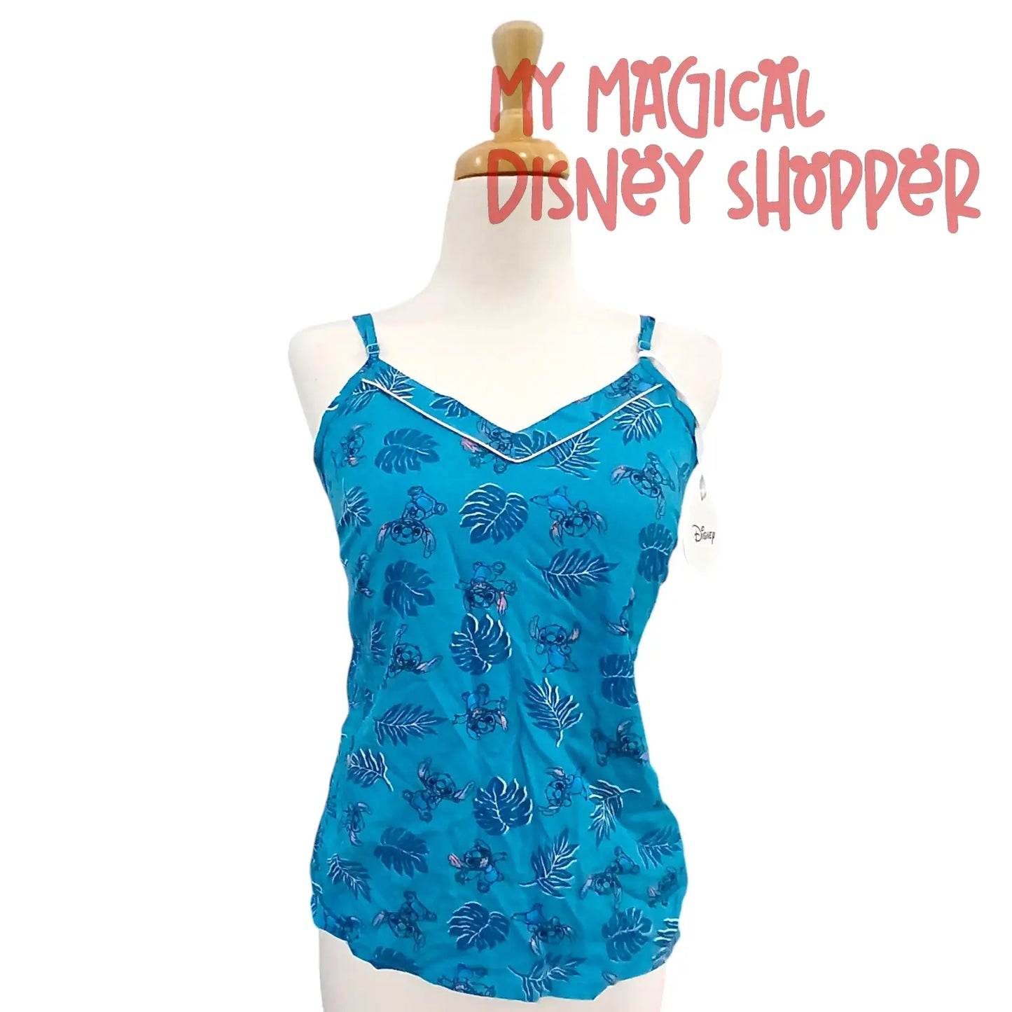 Disney Lilo and Stitch Pajama Camisole Featuring a Tropical Leaf and Stitch - Size Extra Small
