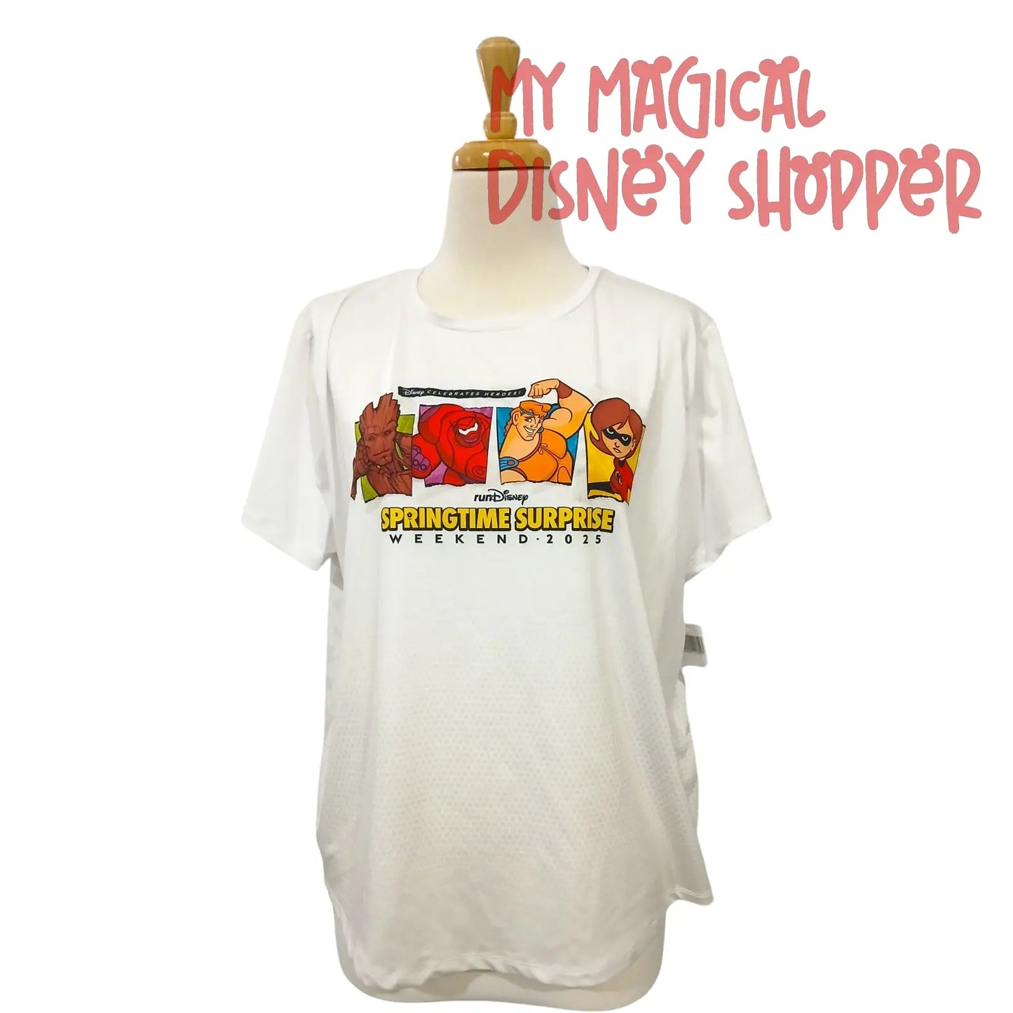 runDisney Celebrates Hero's Springtime Surprise Weekend 2025 - Characters from Marvel and Pixar T Shirt - Size XL