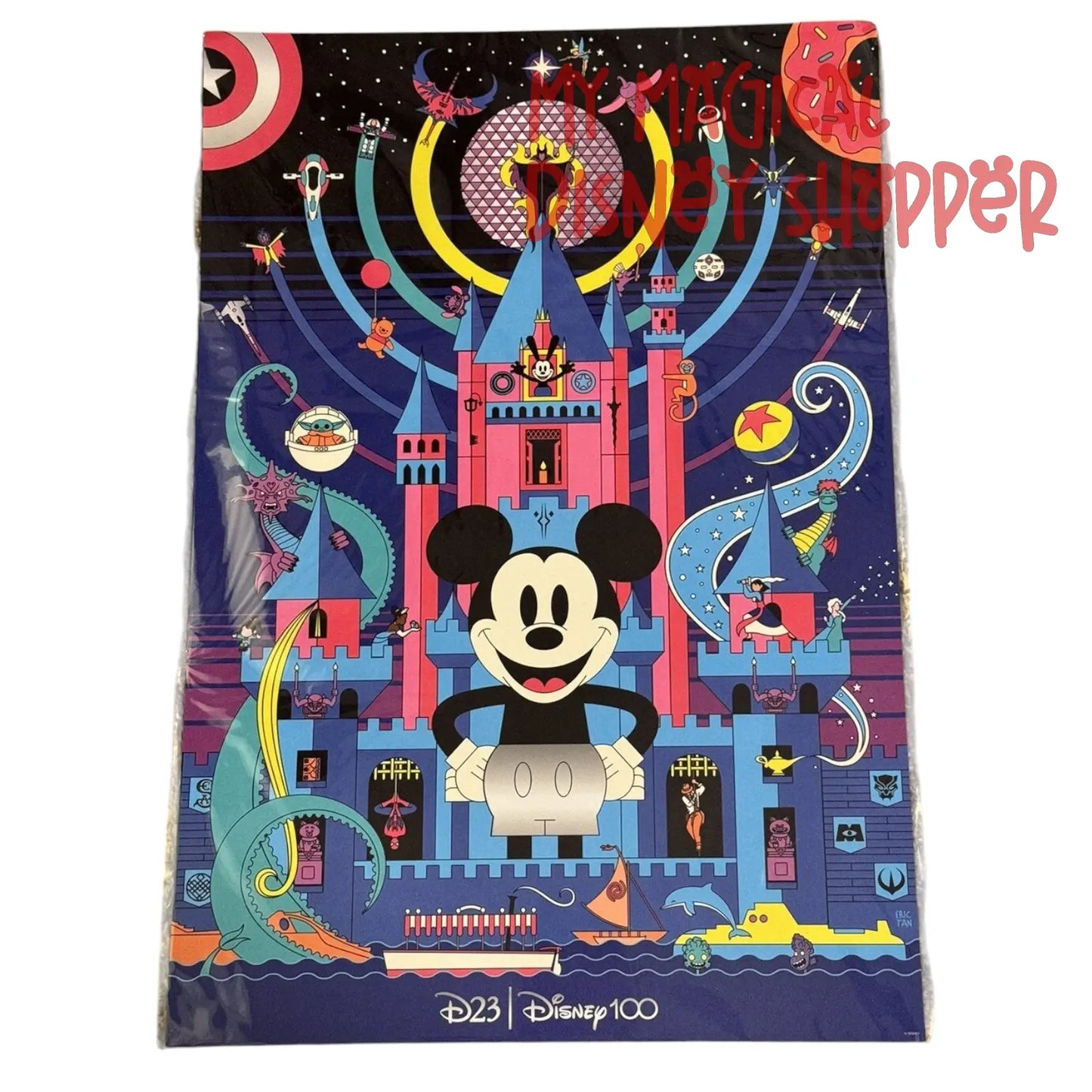 Disney D23 Expo 2022 Exclusive Gold Member Disney 100 Castle 13x19 Poster